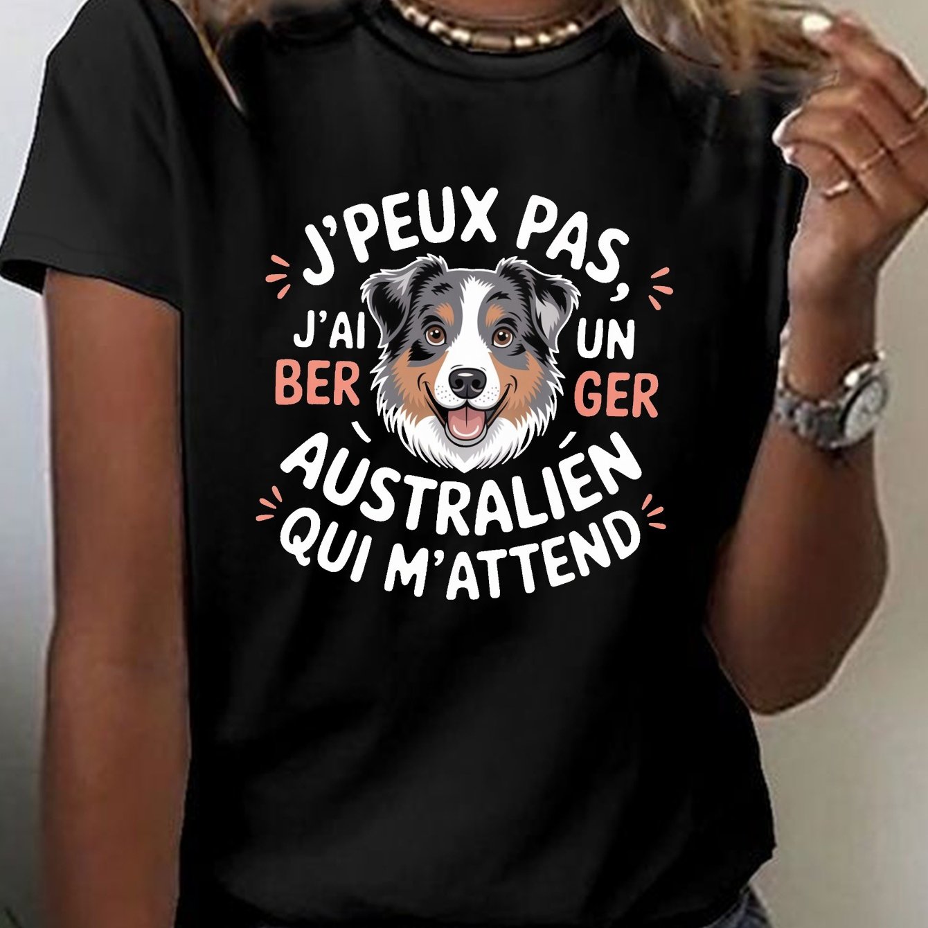 TEMU Une humoristique en français avec australien sur un t-shirt, parfait pour un look décontracté en été et , conçu
