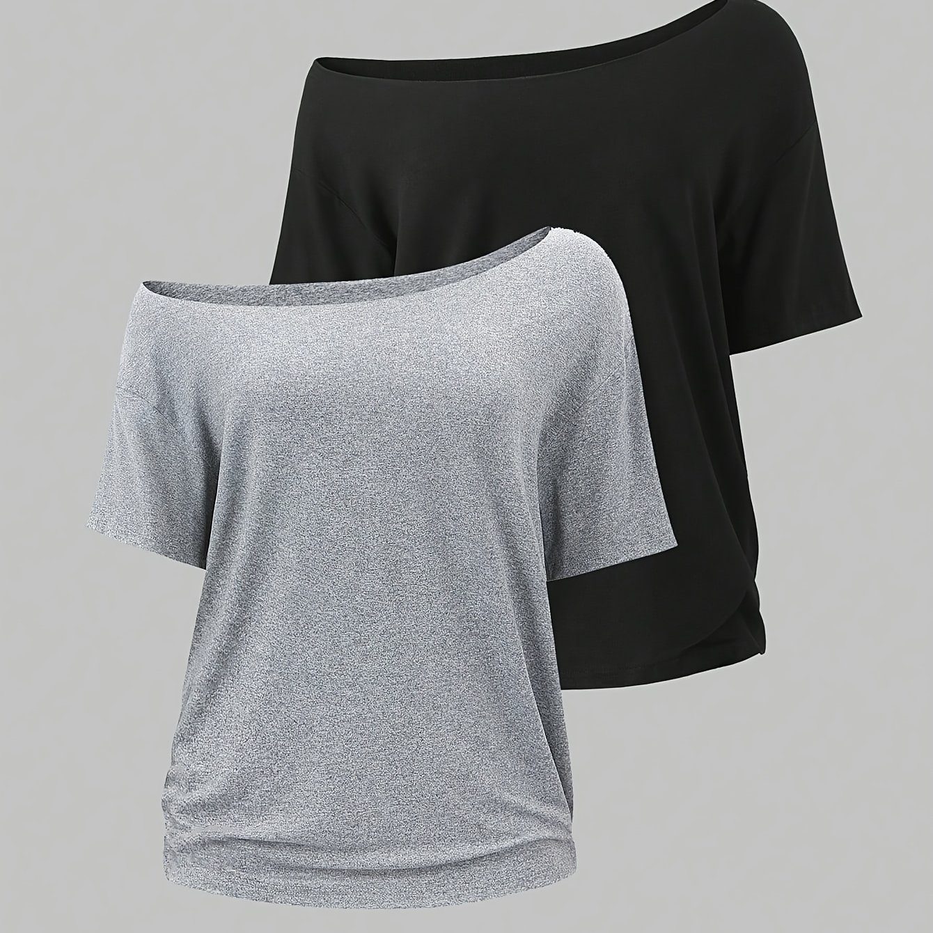 TEMU 2pcs Set Women's Oversized Loose Off-shoulder T-shirt, Spring/summer New Arrival