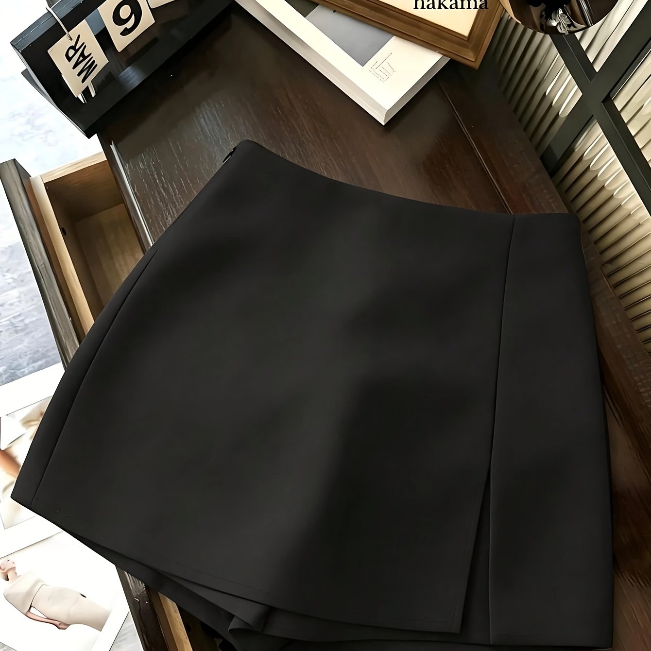 TEMU Women's Elegant Solid Casual High-waist Skirt With Slit