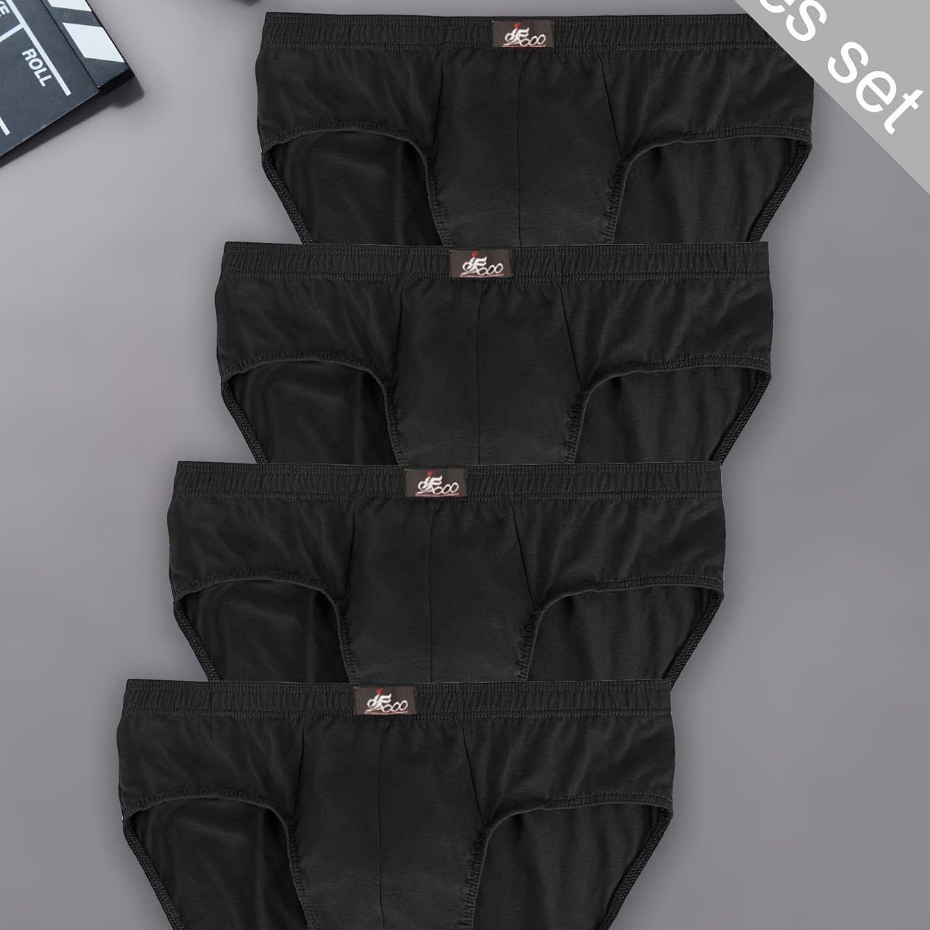 Image of 4pcs Men's Black Cotton Feeling Large Size Triangle Pants Men's New Casual Breathable Comfortable Triangle Pants Men's Elastic Waistband Skin-friendly Sweat Triangle Pants