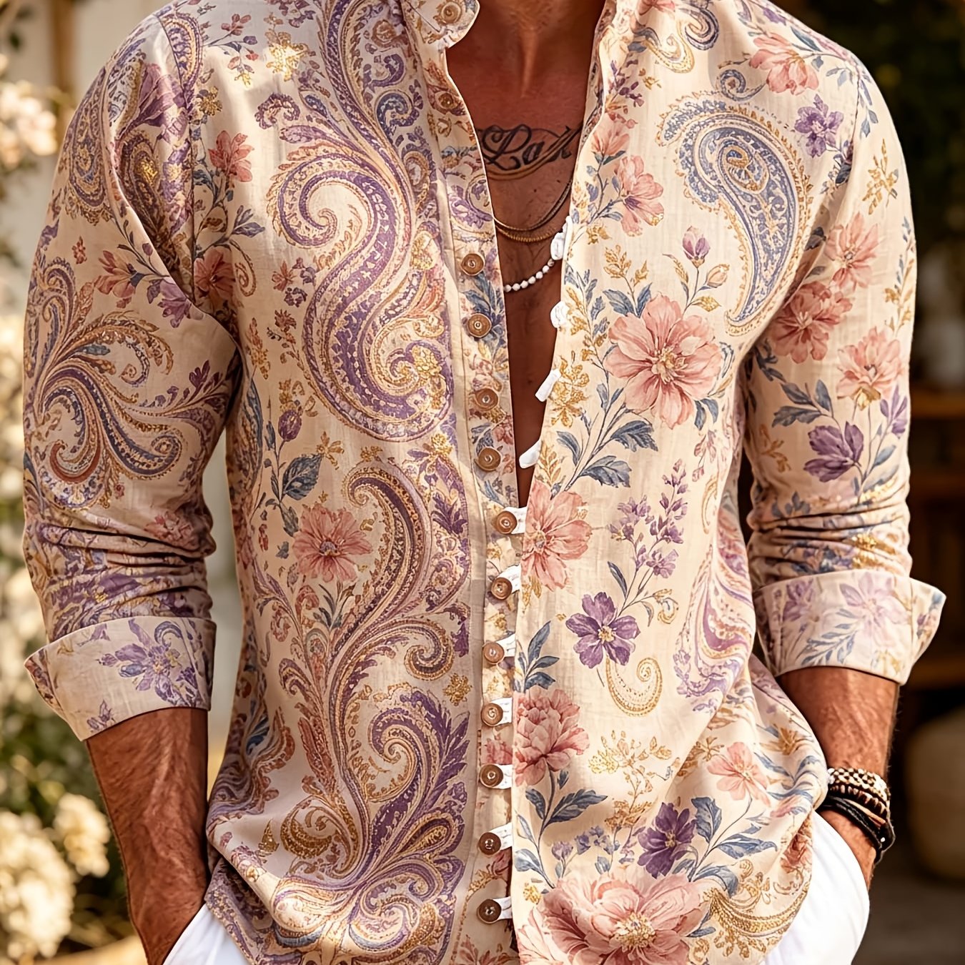 Men's Dress Shirts Ethnic Boho Tribal Print Breathable Lightweight Fabric Casual Bohemian Chic Tops For Daily Wear Festival Events Father's Day Gift Summer Essential