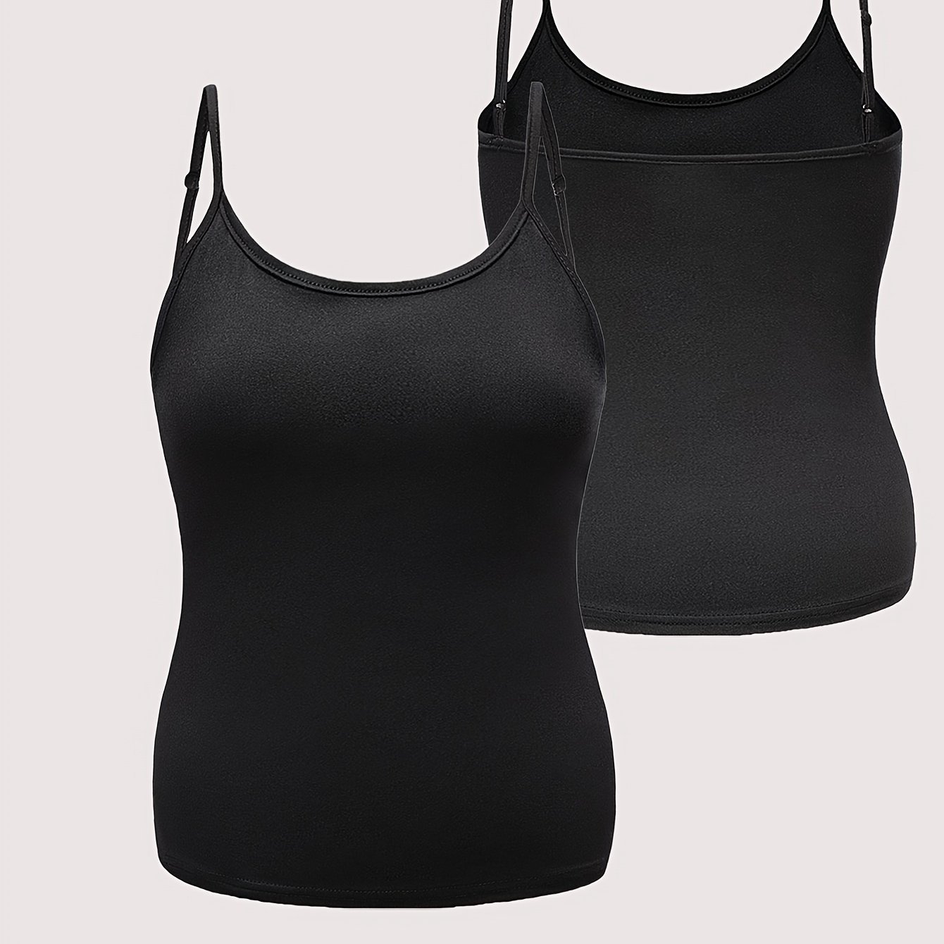 TEMU Plus Size - Plus Size - Women's Fashion Solid Color Adjustable Shoulder Strap Slim Camisole Vest, Basic Inner And Outer Wear Plus Size Top