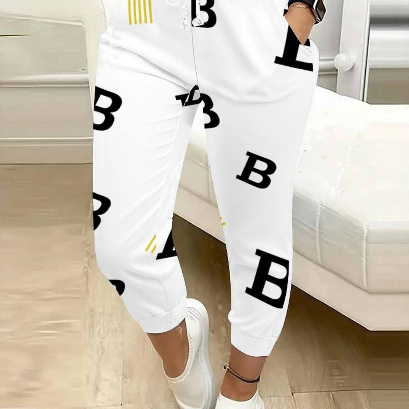 TEMU Classic Women's Casual Drawstring Pants With Geometric Print, Suitable For Outdoor Play, S, And Daily Casual Wear