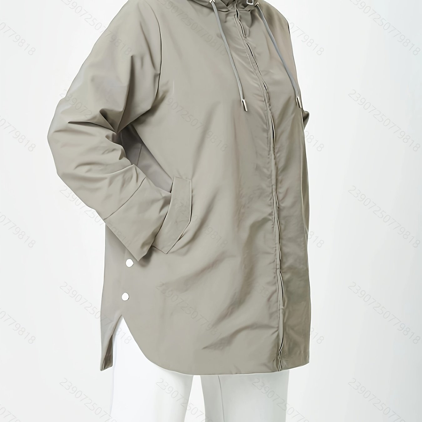 TEMU Plus Size Women's Hooded Trench Coat, Office And Outdoor Outerwear