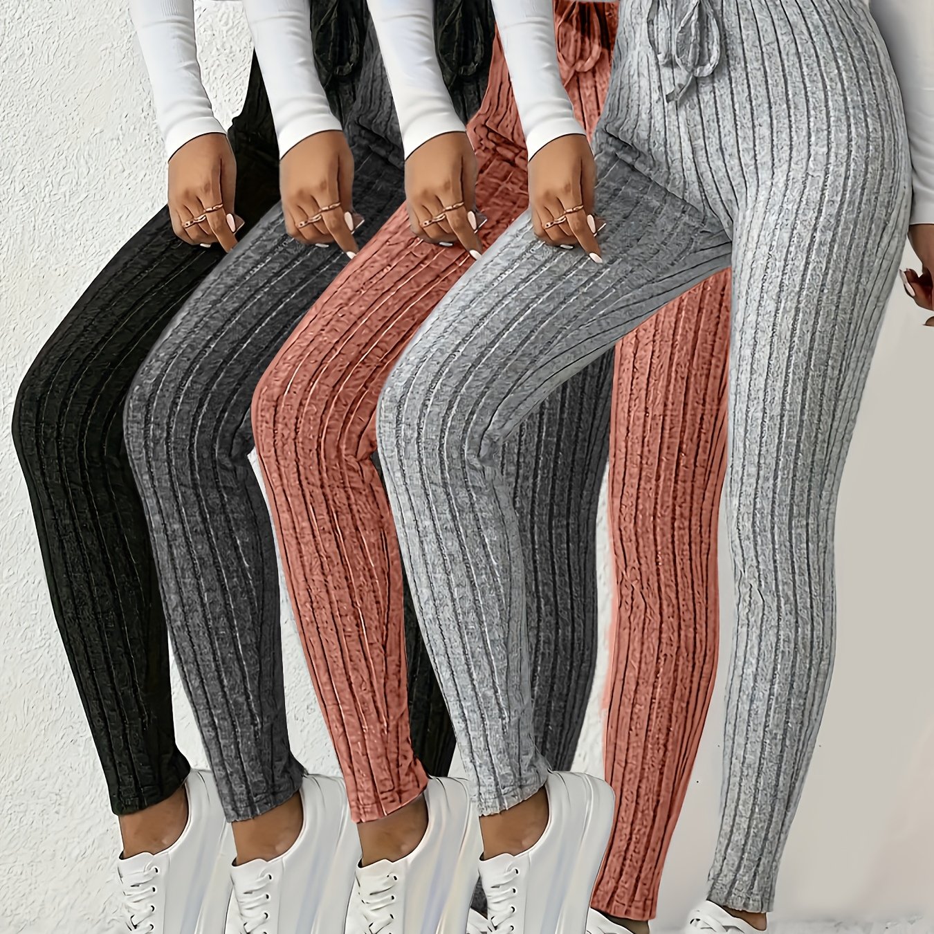 Image of Four-piece Set]european And Running Women's Tight Leggings, Autumn And Winter Wear