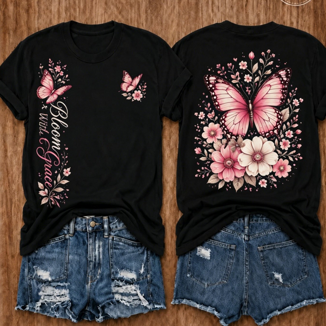 Image of Women's And Quote T-shirt - Short Sleeve Crew Neck Casual Top With Floral Print, Machine Washable Suitable For Casual Attire, For Office, Lounge, And Layering