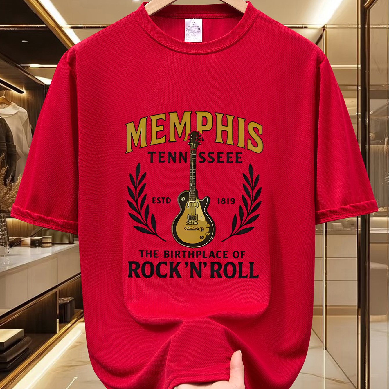 TEMU 's Apparel " Style Guitar Print Short-sleeve T-shirt | Guitar   Leaf Short-sleeve"