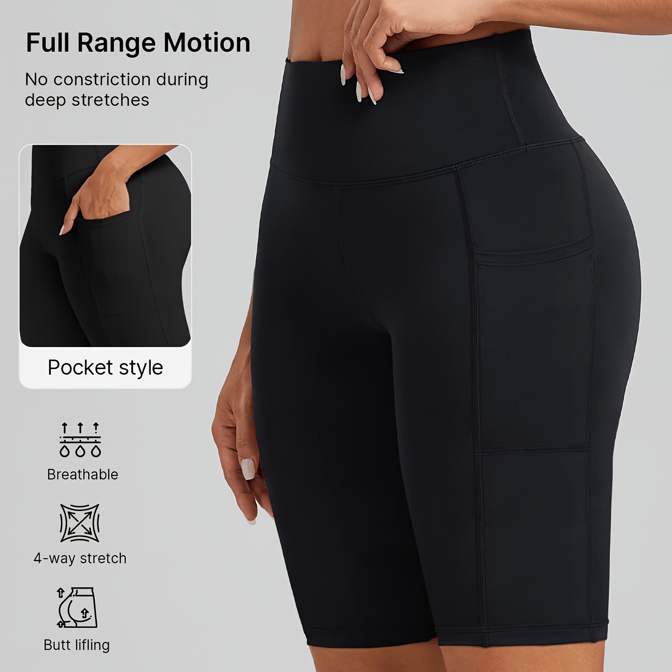 TEMU 1pc, Women's Plus Size High-waist -lifting Leggings, Riding Shorts, Running Pants, Athletic Shorts, Summer Shorts, Fitness Wear, With ,