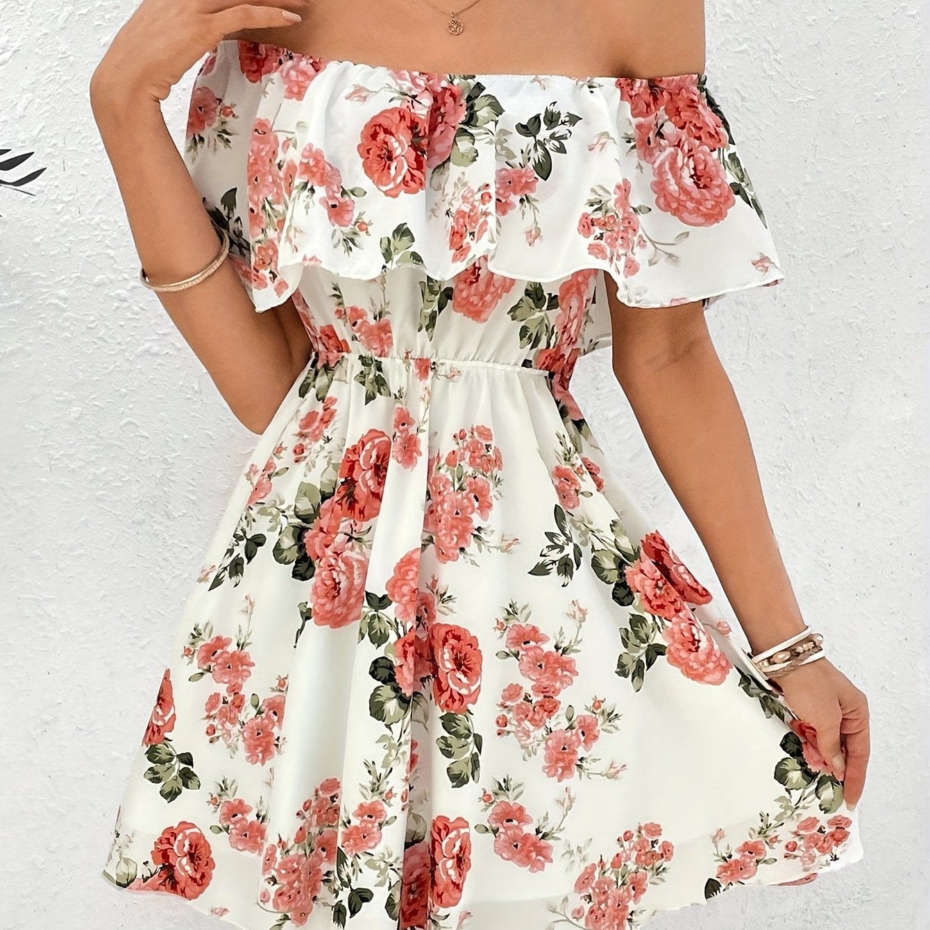 Summer Off-shoulder Floral Print Vacation Dress