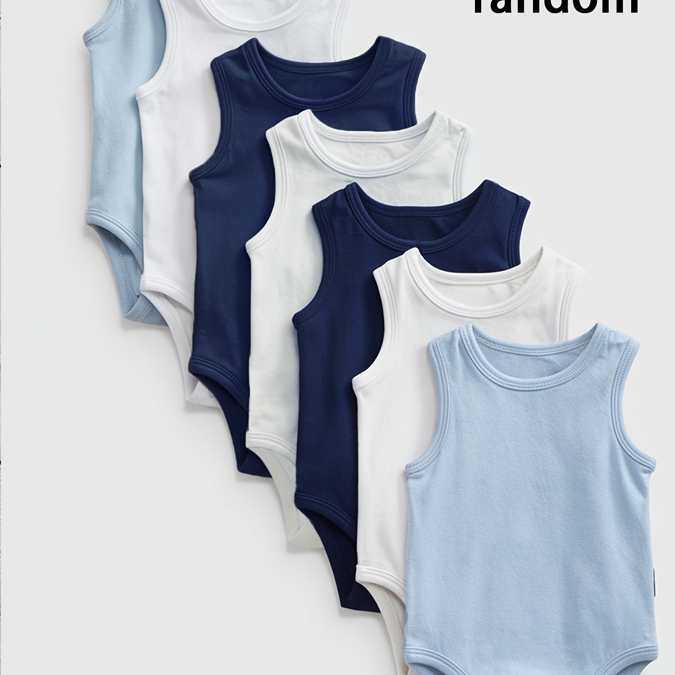 Image of 5pcs Random Summer Boys' Vest Triangle Bodysuit, Solid Color Simple Children's Clothing, Soft, Comfortable, And Breathable Round Neck Triangle Romper, The Gift For Babies, Perfect For Outdoor