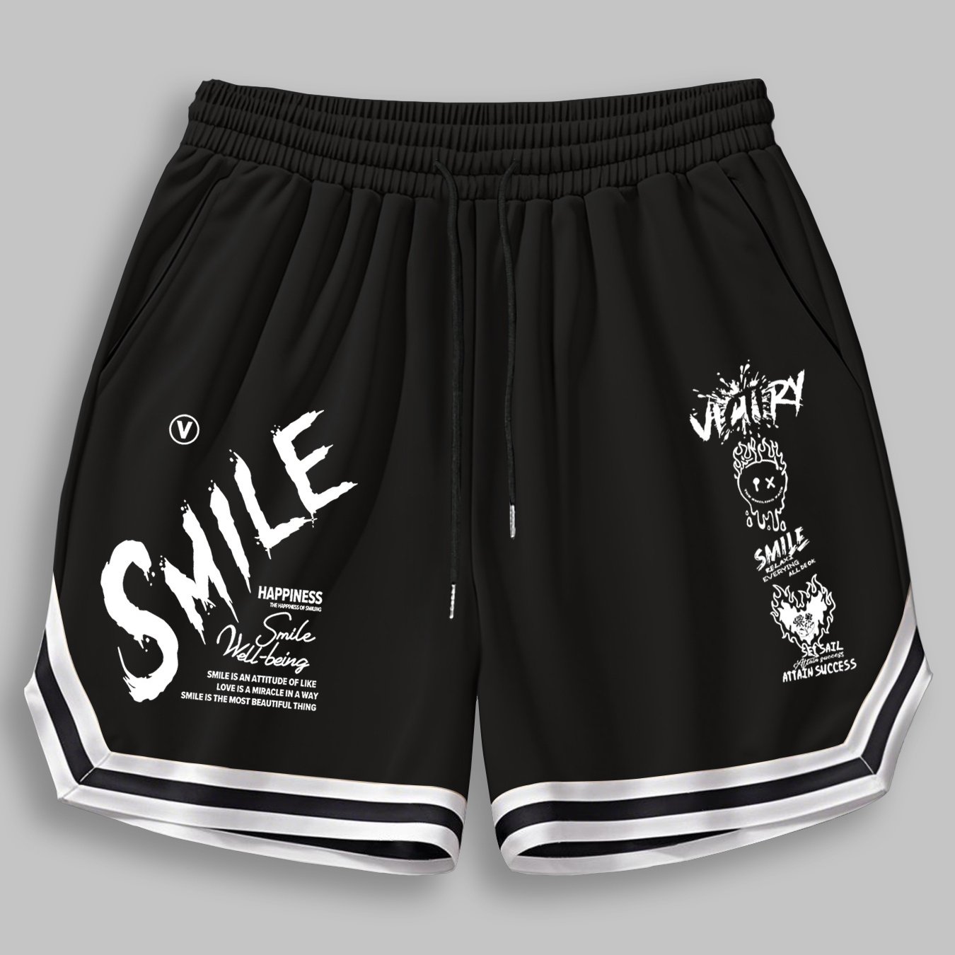 E-shop KOURRTER Herren & Unisex Strickshorts mit -Print & Englischen Schriftzügen – Elastischer Bund, Maschinenwaschbare Freizeit- Sportshorts für