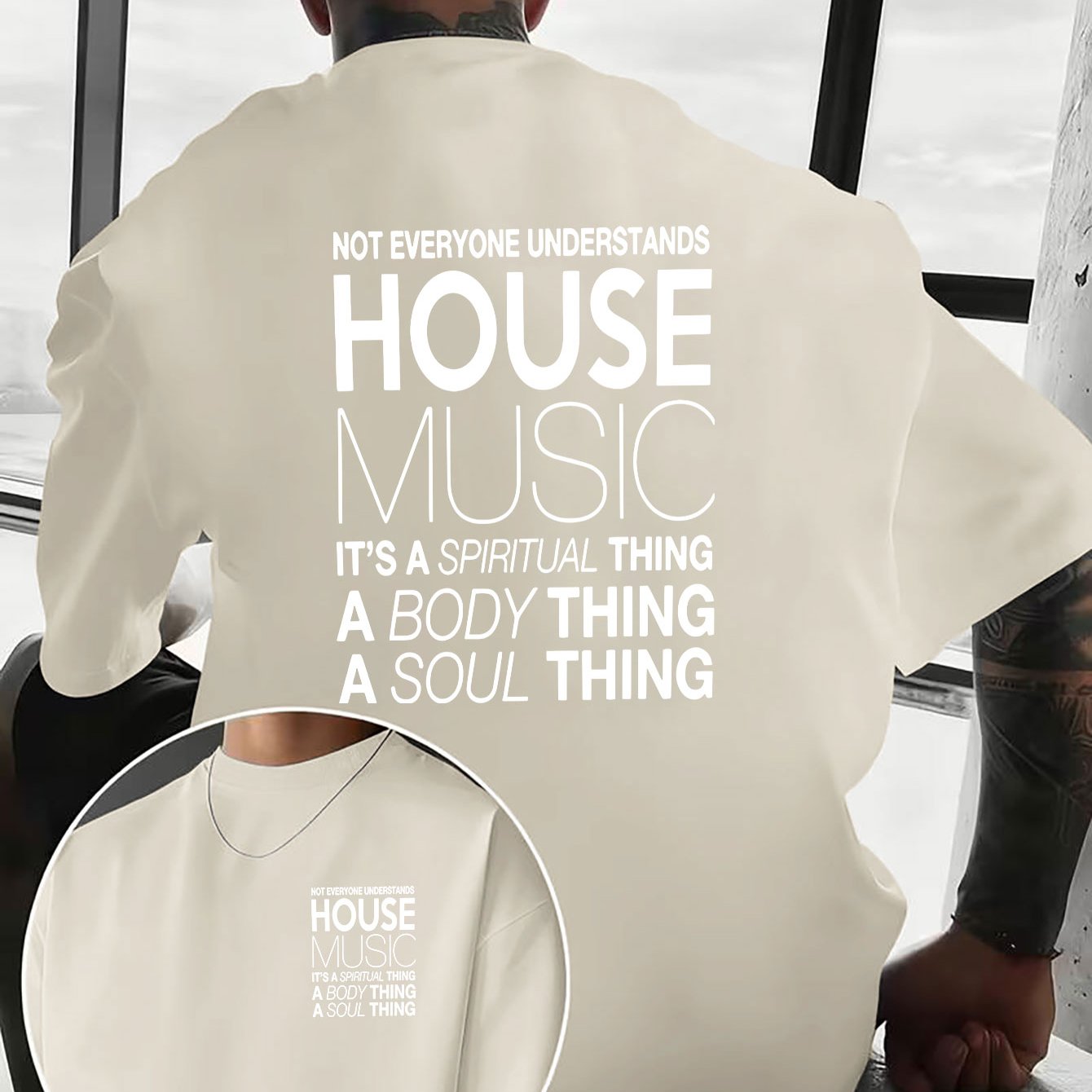 TEMU 1pc Creative Pattern Designed Men's Casual T-shirt, Electronic Music Print T-shirt, For Dj Enthusiasts, Trendy And Cool, Front And Back