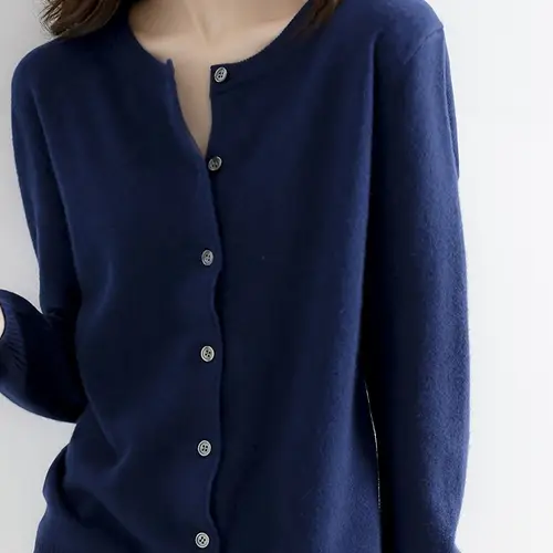 elegant light blue womens knit cardigan soft long sleeve button sweater with ribbed cuffs round neck machine washable l xxl ladies sweaters