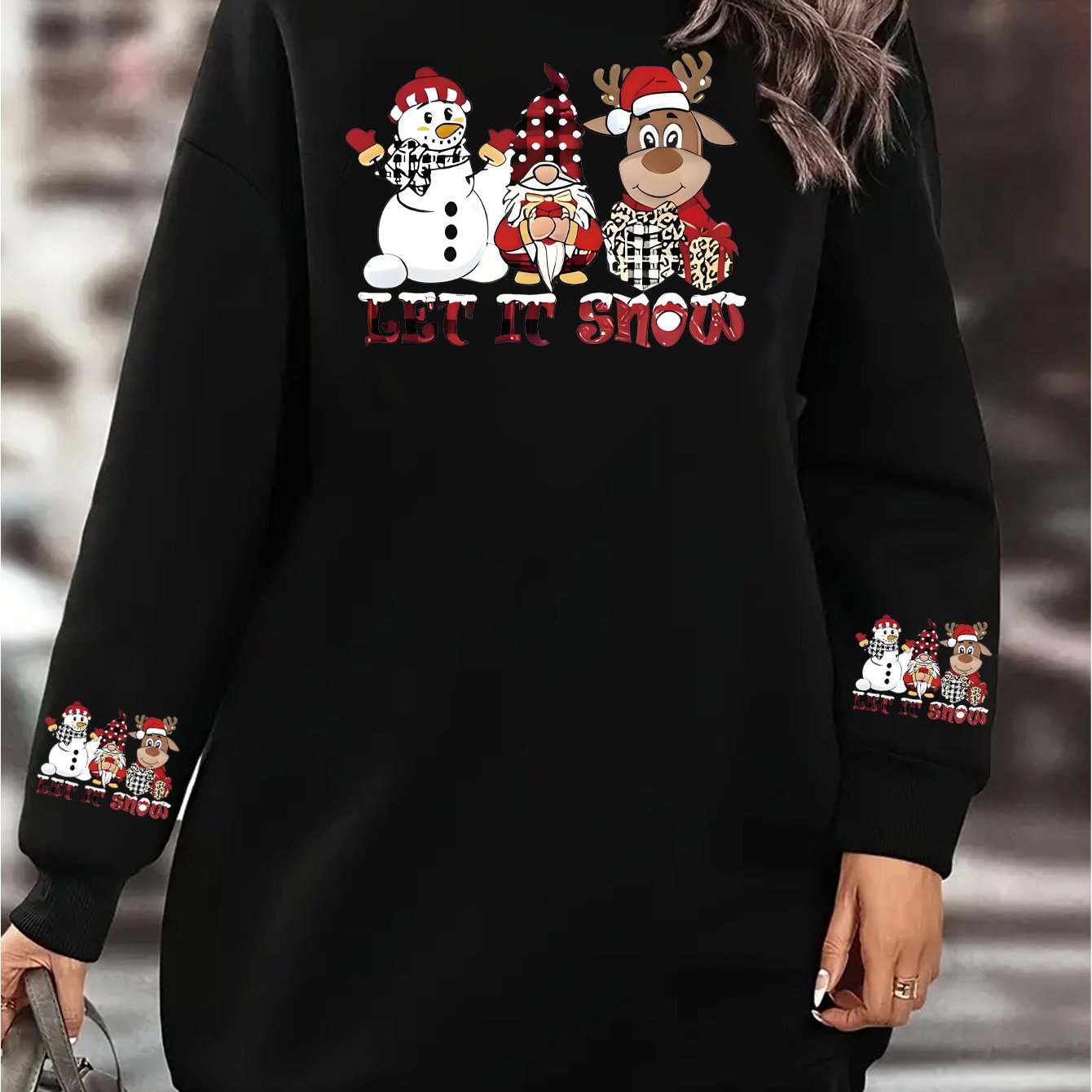 TEMU Women's New Autumn/winter Printed -lined Casual Sweatshirt Dress