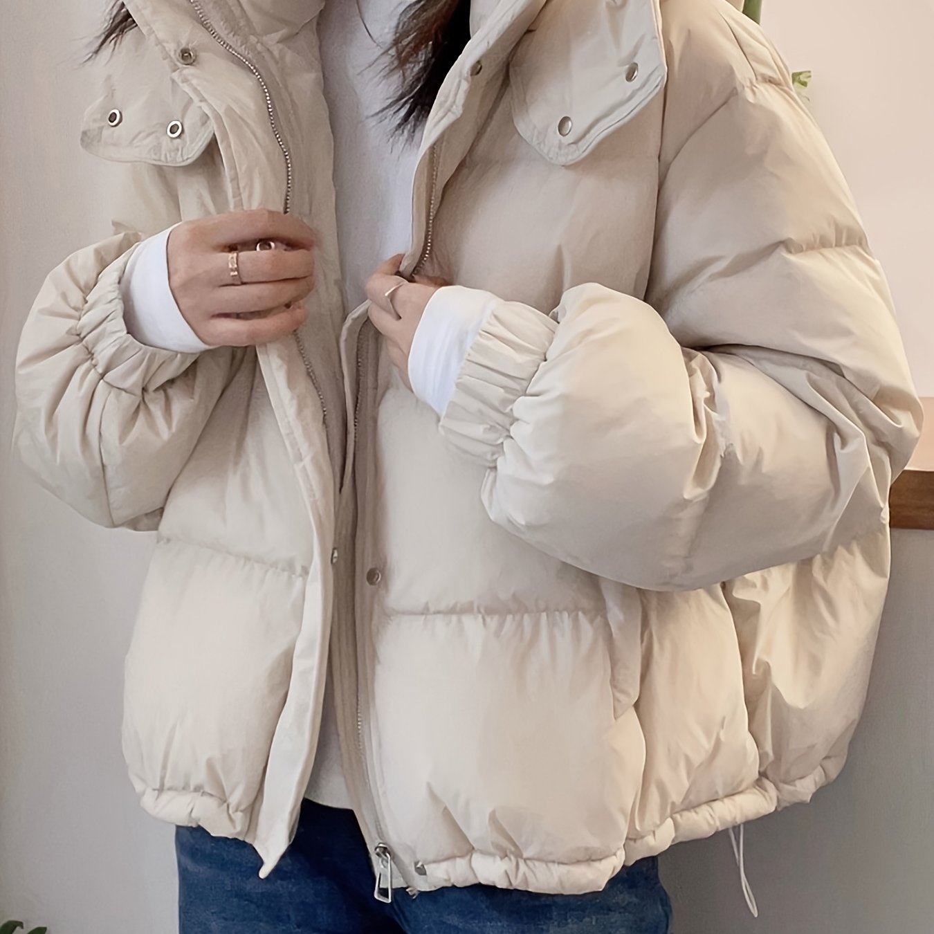 2025 Autumn/winter New Korean Version Loose Casual Versatile Thickened Bread Jacket Top, With Zipper, Cold-proof And Warm Hooded Short Long-sleeved Women's Coat
