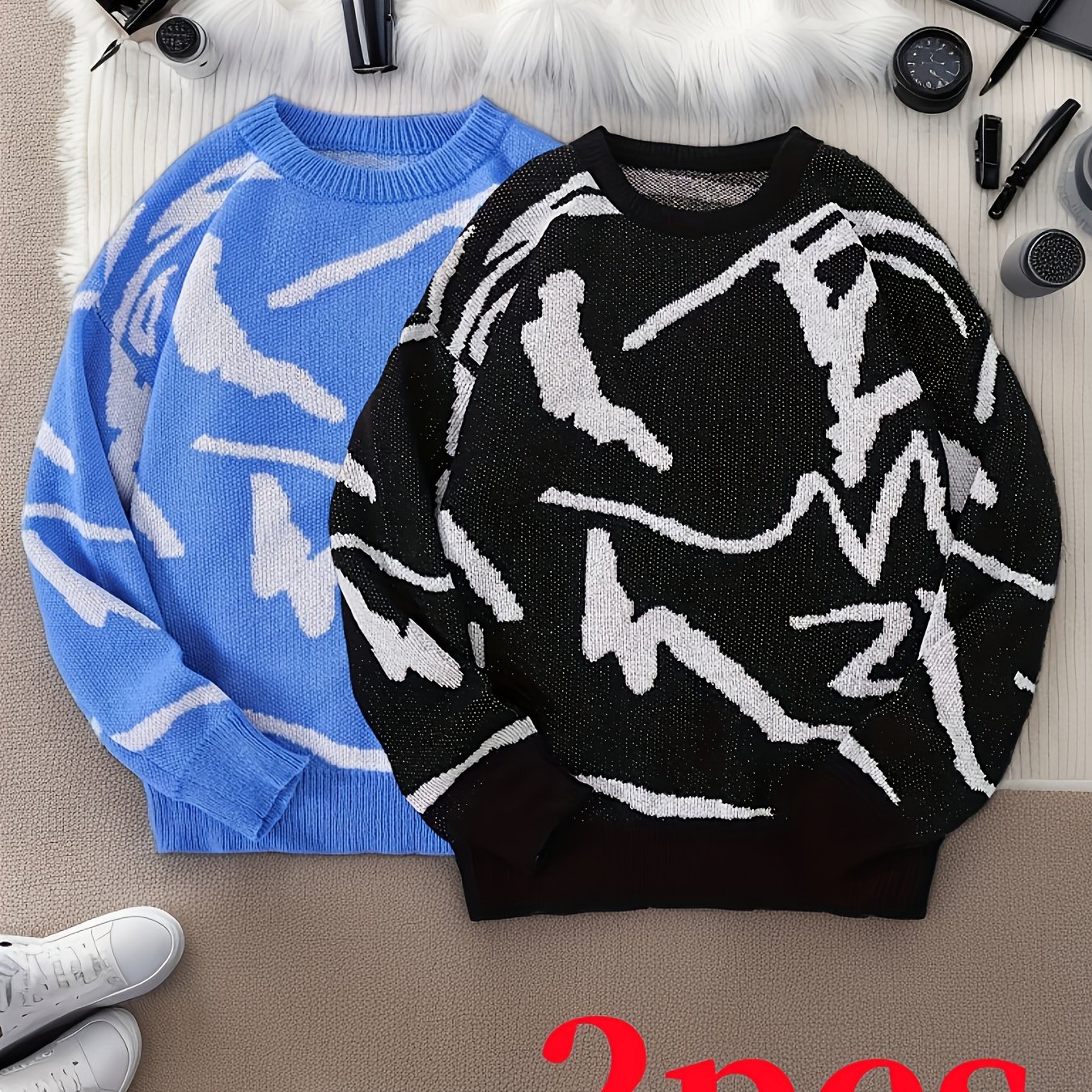 TEMU Autumn And Winter Long Sleeve Round Neck Knit Pullover Sweater Top, Suitable For Casual Daily Wear, Comfortable Casual Attire