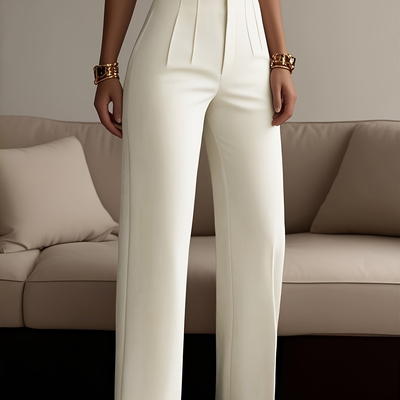 Fashionable Commuter Pants With Hidden Buttons, Niche And Versatile, And Elegant, Solid Color, Suitable For Daily And Office Work