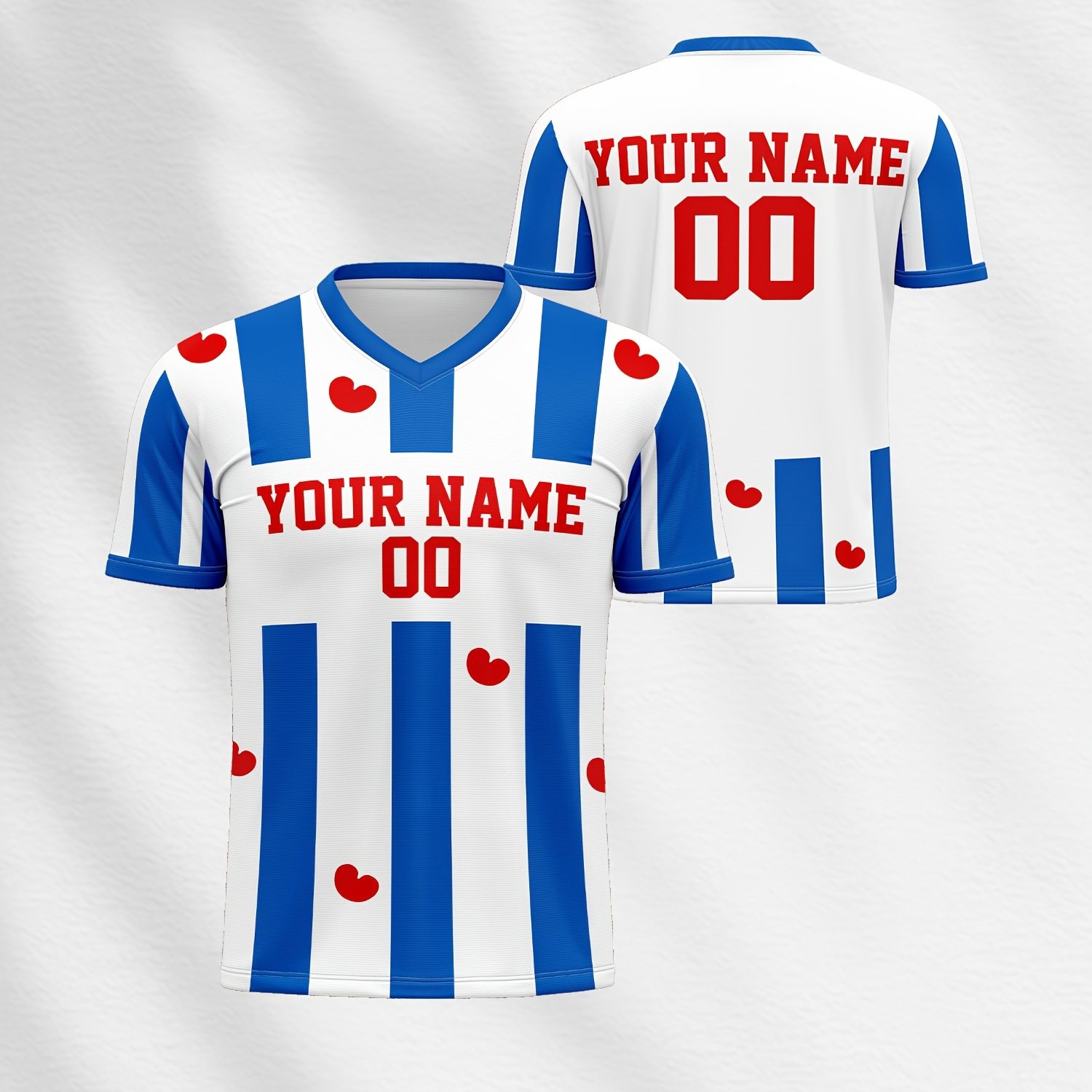 TEMU 2026 Personalized Youth Soccer Jersey - V-neck , Name And Number Printable, Suitable For Sports And Casual Wear, Machine Washable, Football Top,