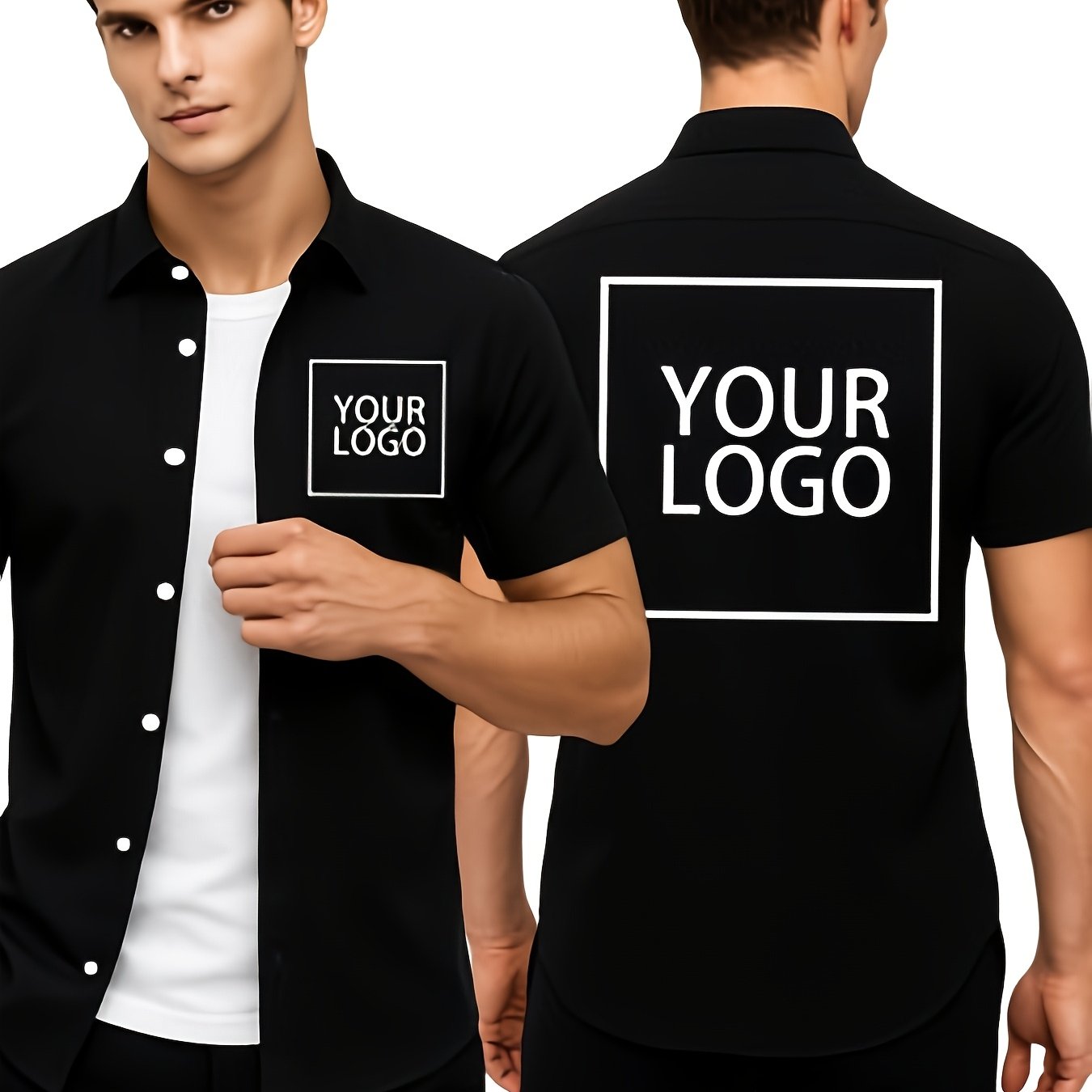 TEMU Men's & Tall Custom Shirts - Logo/text/photo Printing Suitable For Wedding, Corporate, Uniforms - Left Chest & Back Customization - Button-