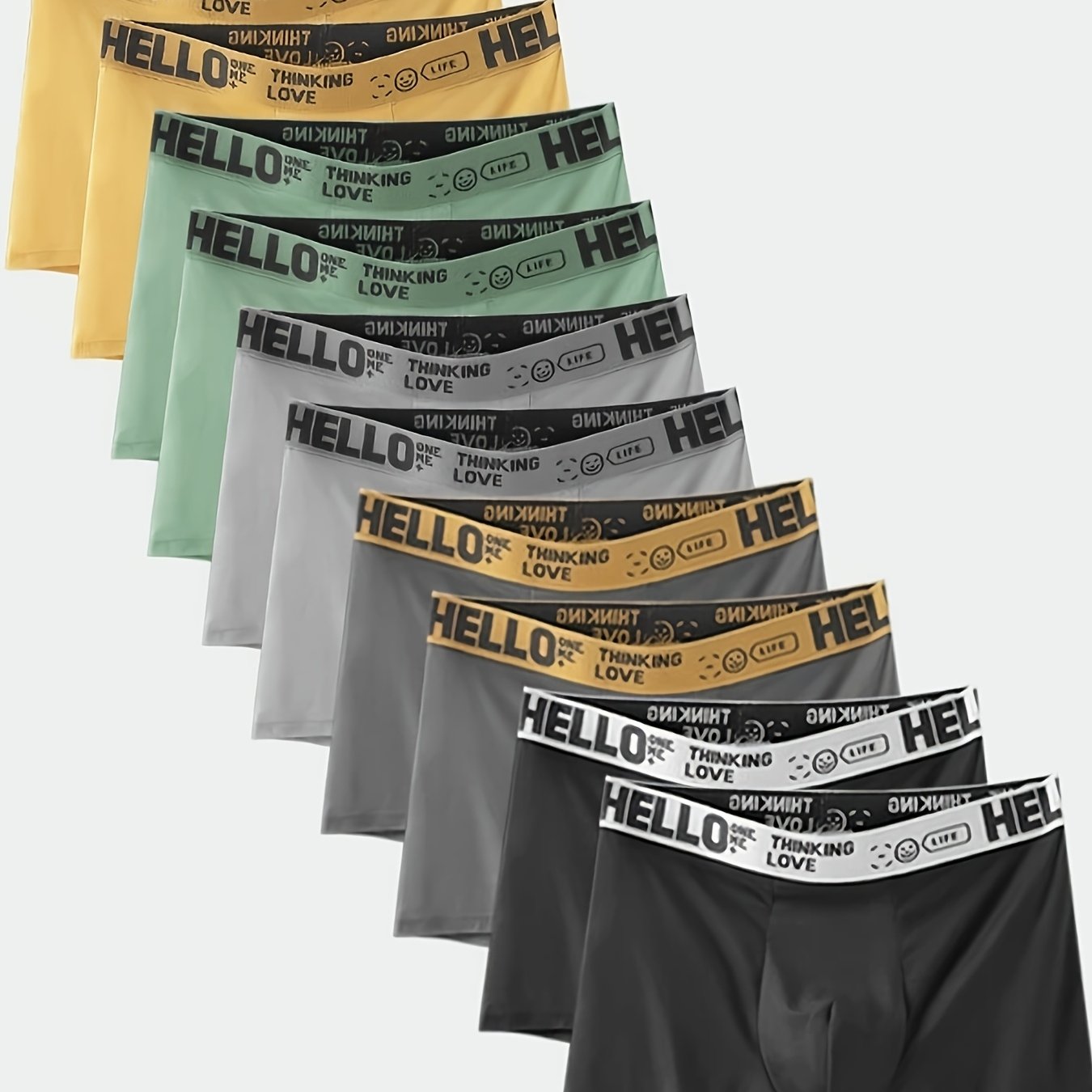 TEMU Lot de 10 pièces aléatoires de sous-vêtements HELLO pour homme grande taille, respirants et confortables, adaptés aux tenues décontractées et