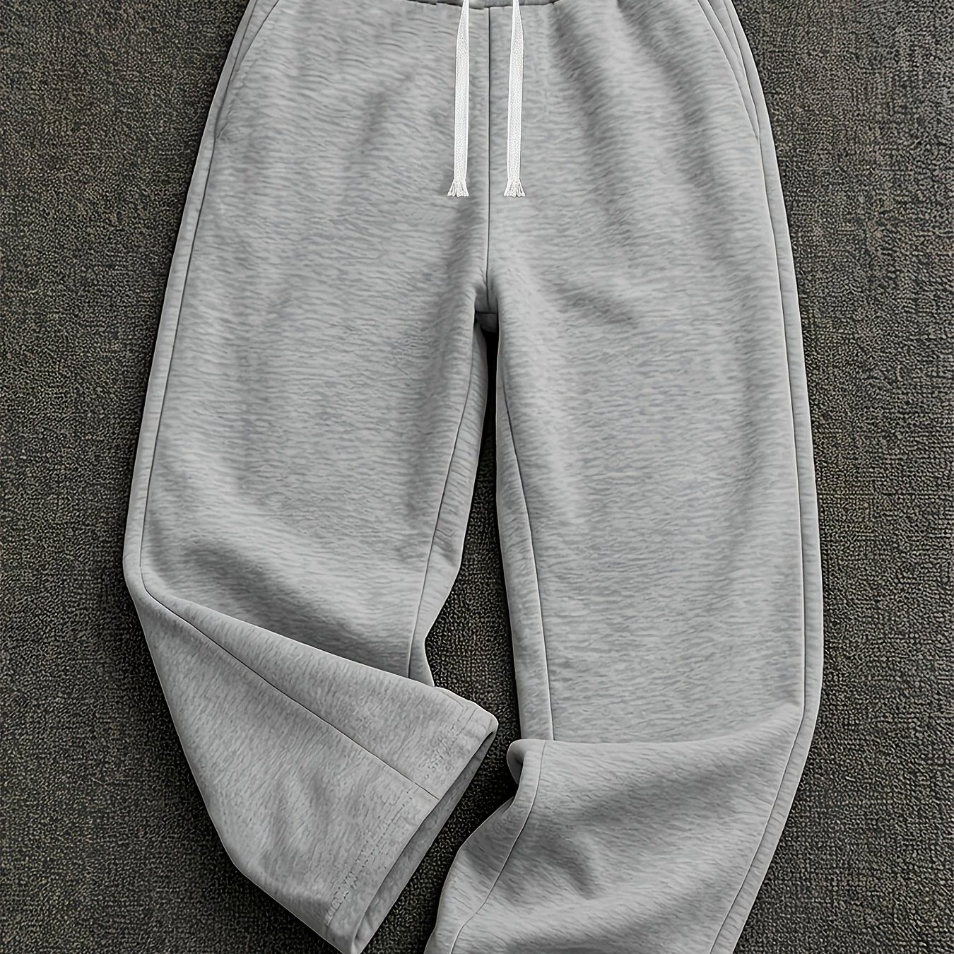 TEMU Men's Autumn Winter Fleece Warm Athletic Pants, With Pockets/drawstring Waistband, Solid Color Casual Straight Trousers, Suitable For Running,