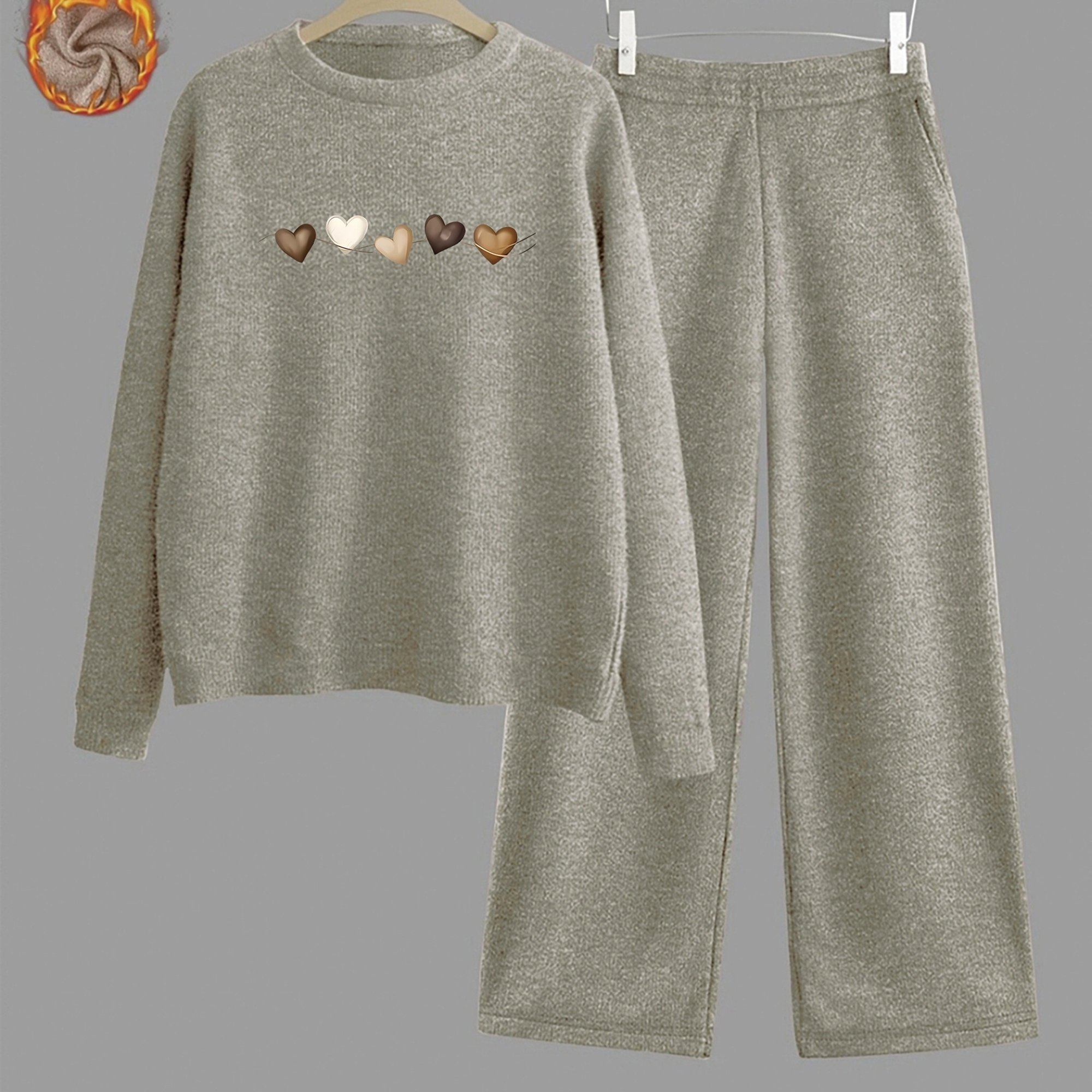 TEMU Women's Fashion Print Round Neck Sweater Set