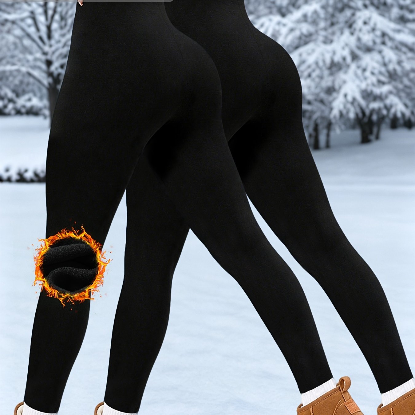 Image of 2-pack Super Soft Fleece Lined Leggings Women, Workout Yoga Running Thermal Warm Pants For