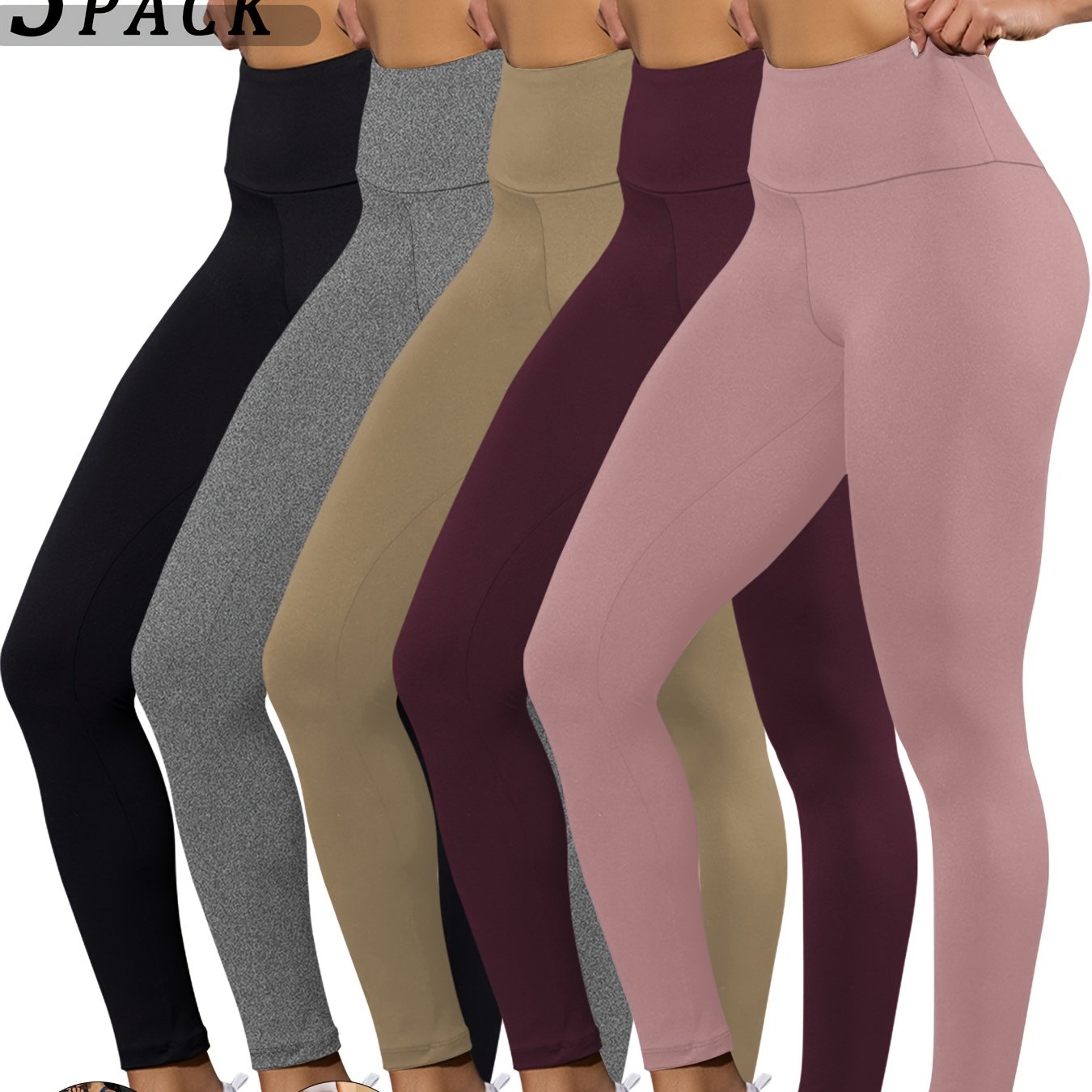 5-pack Super Soft Leggings For Women, High-waisted Tummy Control No Workout Yoga Running Pants