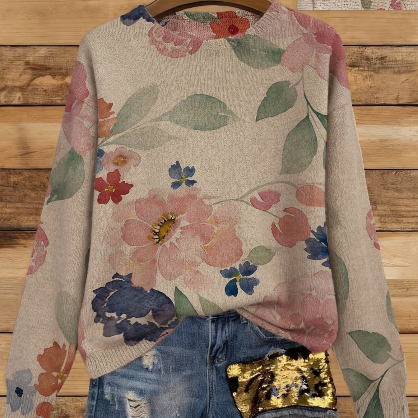 TEMU Thin Sweater, Long-sleeved Women's Pullover, Exuding A Gentle And New Chinese Artistic Charm. Elegant And Uncluttered, It A Soft, Ethereal Aura