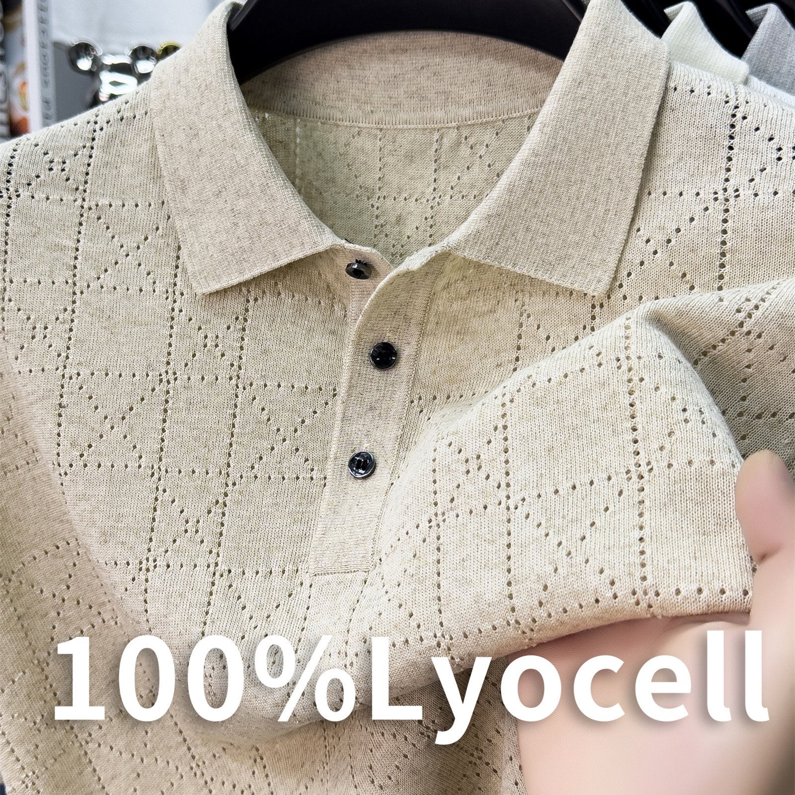 TEMU Tswx Knitted Solid Color Lapel Sweater, Basic Pullover Knitwear, Men's Fashion Short-sleeve Knit Top, Men's Apparel