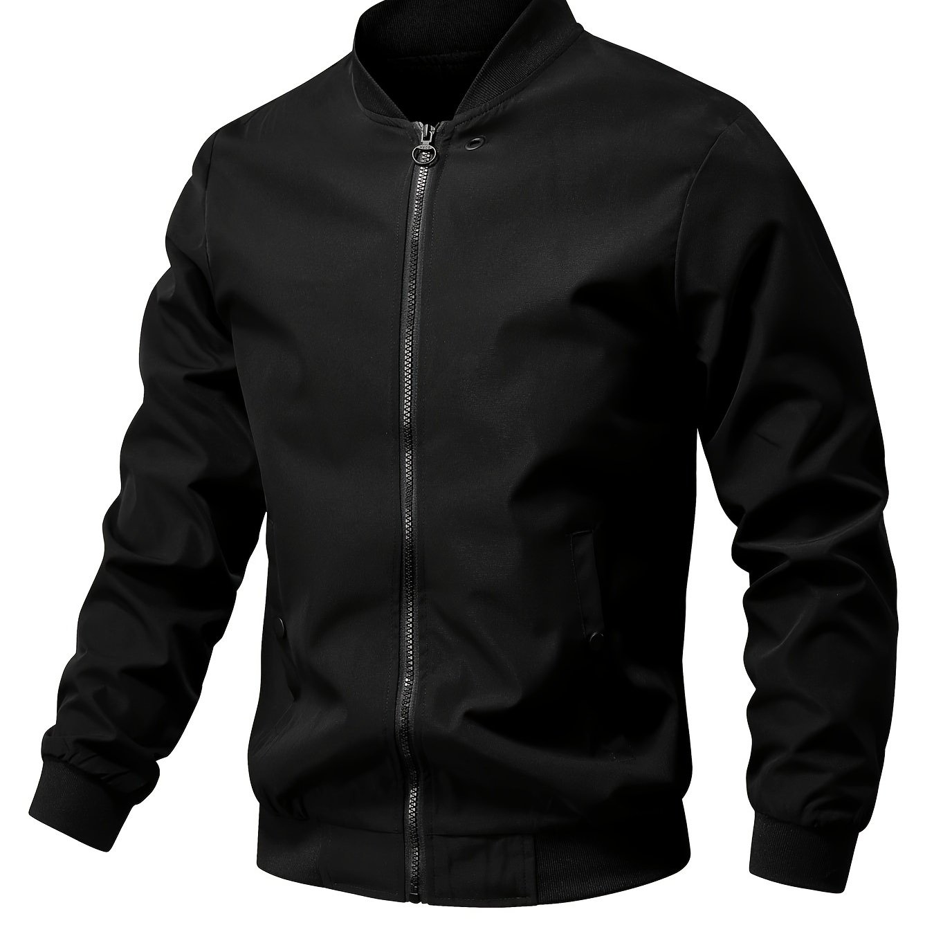 Men's Spring Lightweight Casual Jacket, Youth Fashion Solid Color Collar Outerwear, Versatile Outdoor Sports Top
