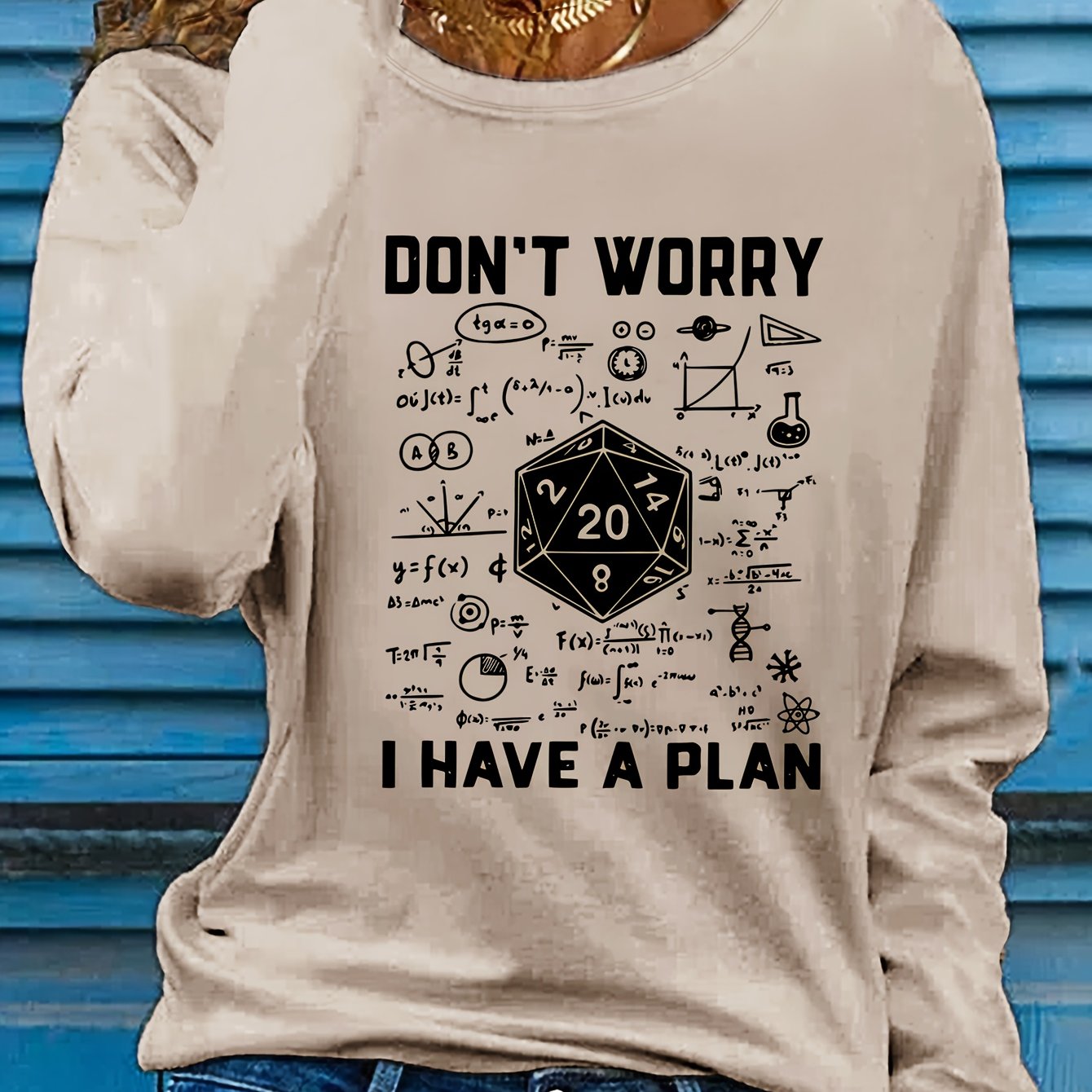 TEMU Pattern Printed Long Sleeved Spring And Autumn Fashion T-shirt, Regular Length Comfortable Fabric Loose Fit Round Neck Casual Top, Women's