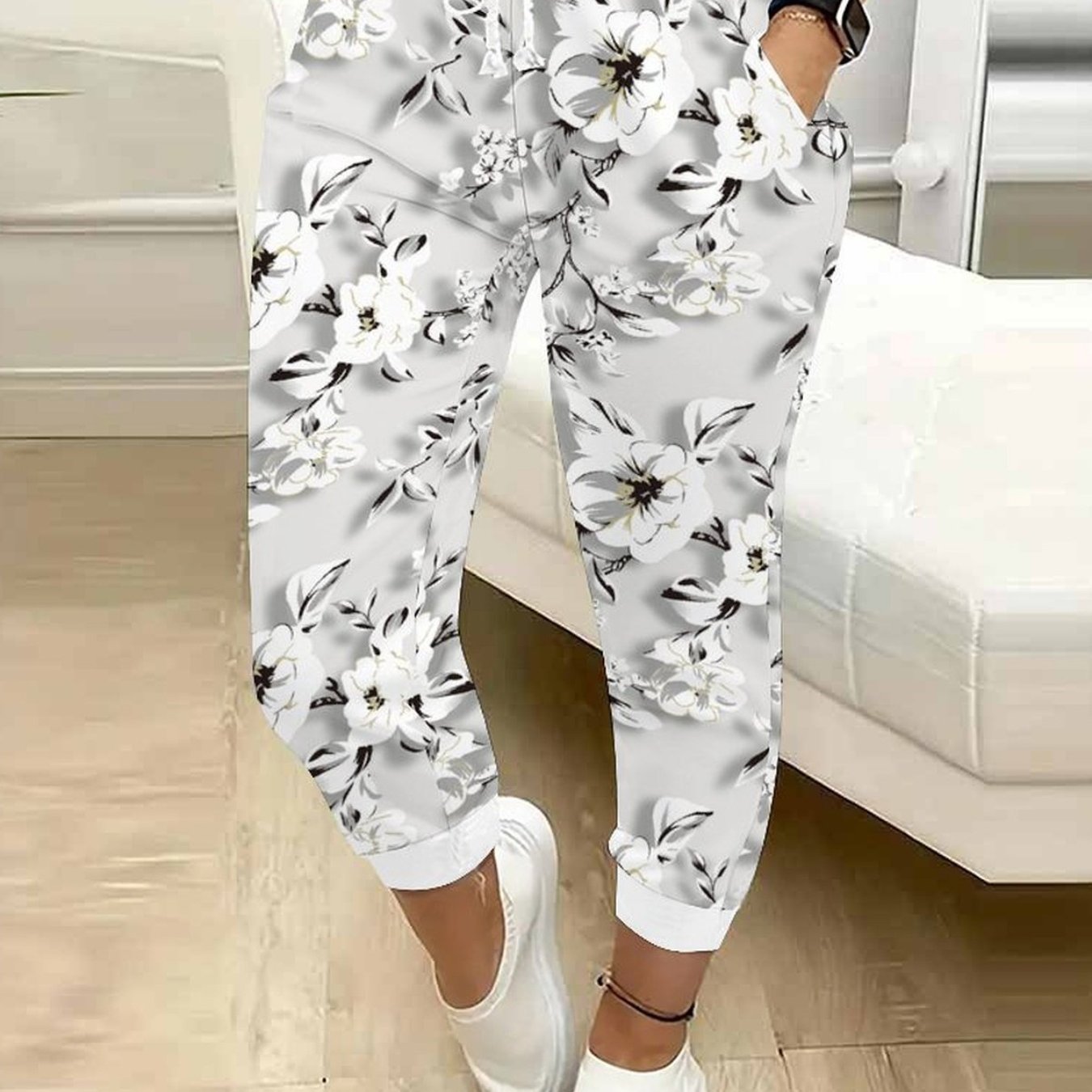 TEMU Classic And Stylish Women's Printed Drawstring Pants: An Elegant And Fashionable A Gift For Your 1