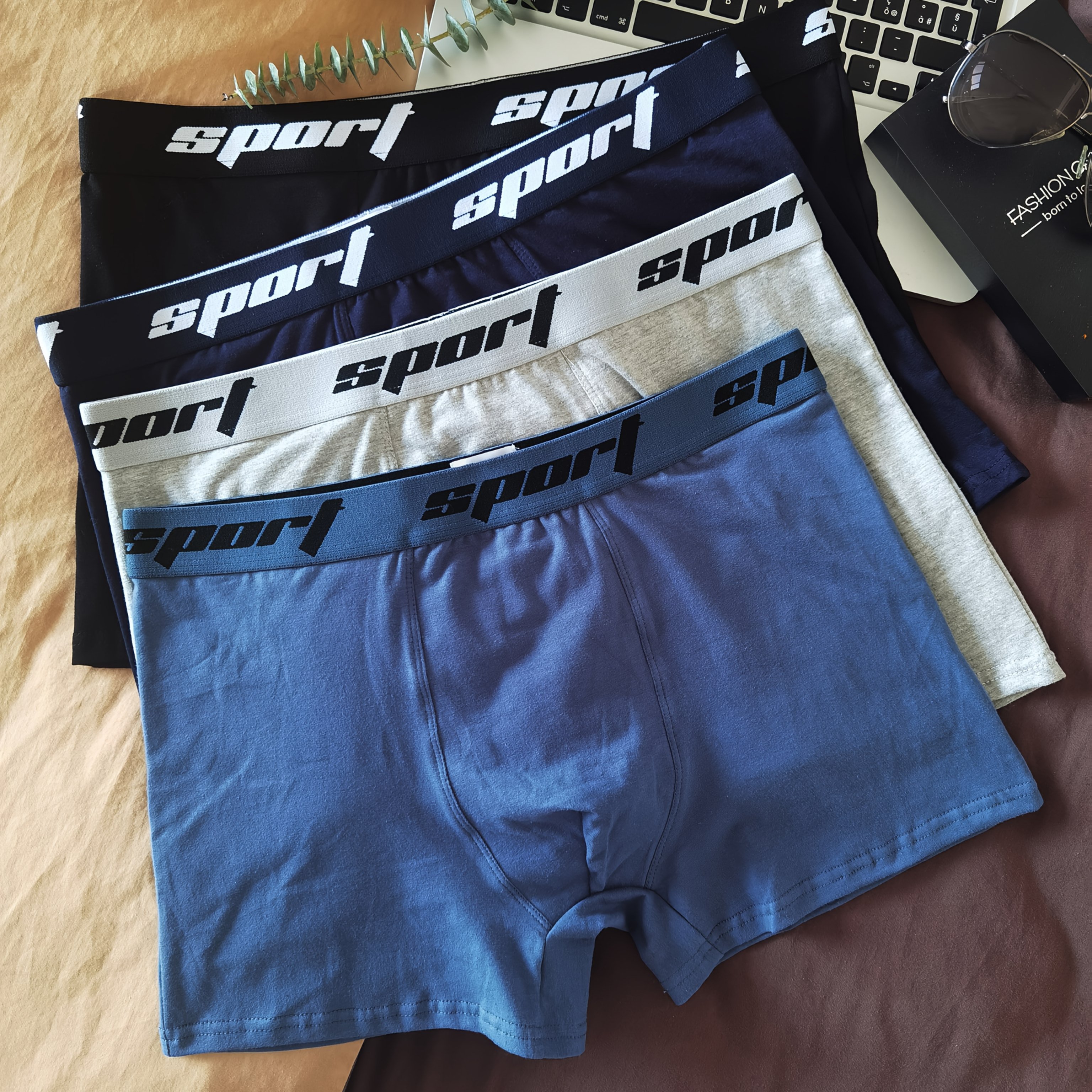 4pcs Pack Men's Breathable Soft Boxer Briefs - Low-rise Underwear Suitable For & Casual Attire - Solid Color Casual Boxer Shorts (no, Machine Washable)