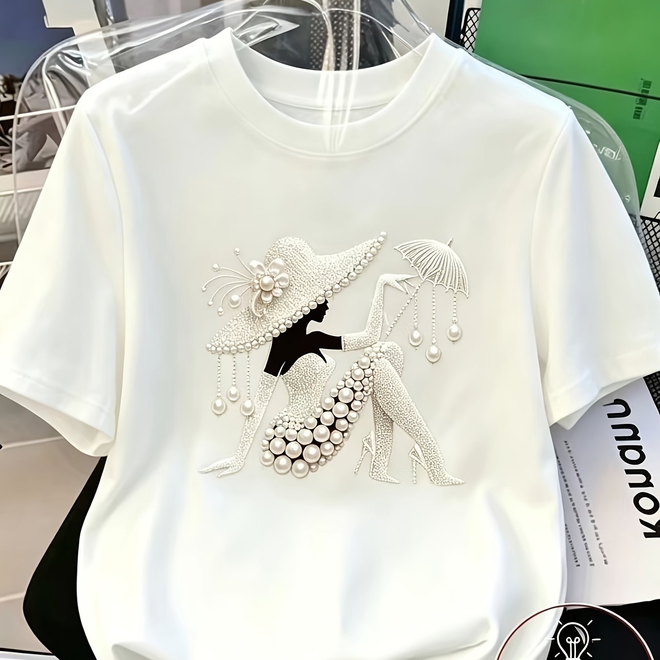 Image of Plus Size, Women's T-shirt With Print, Casual Top For Spring/summer, Vintage Elegant , Stylish, Casual, Comfortable, Versatile, Suitable For Occasions, The Gift.