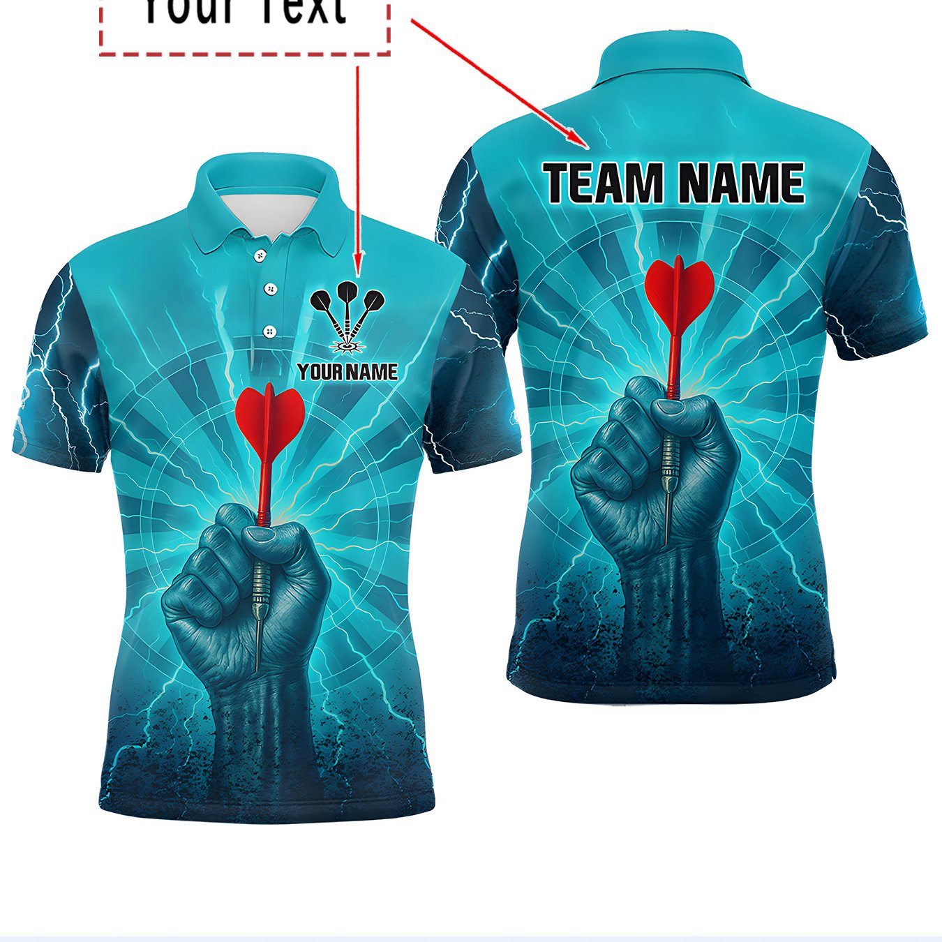 TEMU Custom Men's Dart Club Shirt In Plus Size | Washable, Breathable, Quick-drying, With A Button- Collar And Slightly Stretchy Fabric, Suitable For