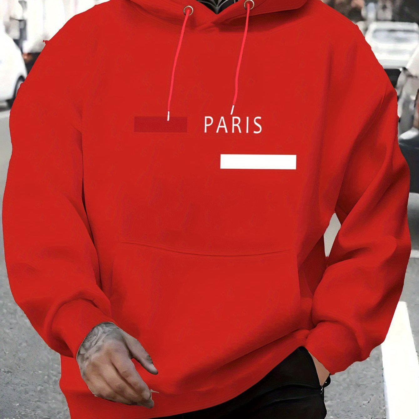 TEMU American Autumn And Winter New Pullover Trendy Brand Print Men's Outerwear Plus Velvet Hooded Sweatshirt, Plus Size