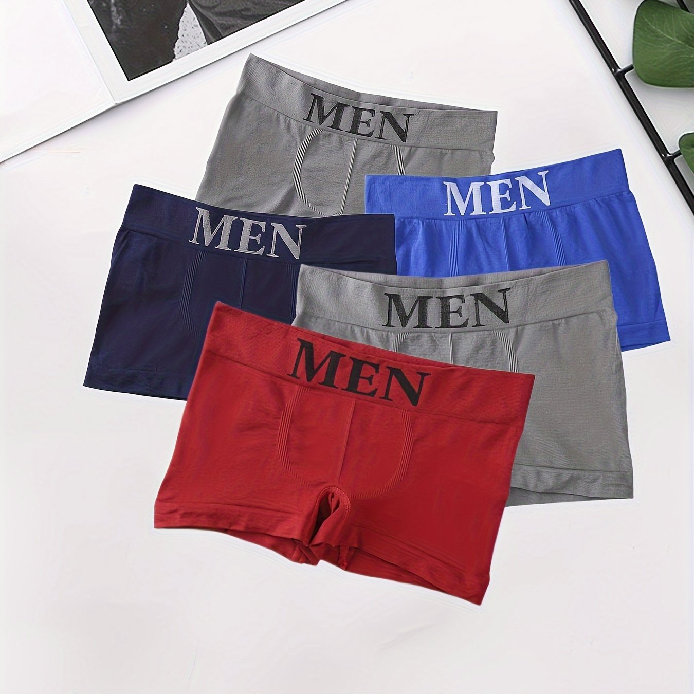 Men's Simple Solid Color Seamless Nude Boxer Briefs - Temu Canada