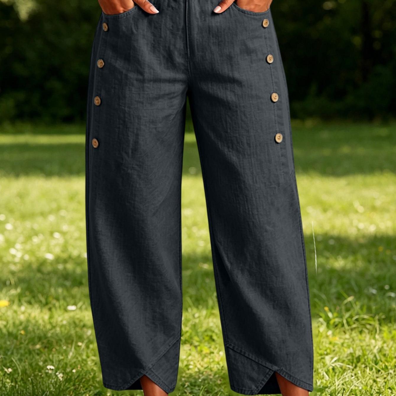 Image of Casual Capri Pants For Women, 2026 Fashion Summer Comfy Elastic Waist Lounge Short With Pocket Summer Comfy Shorts For Beach Travel Vacation