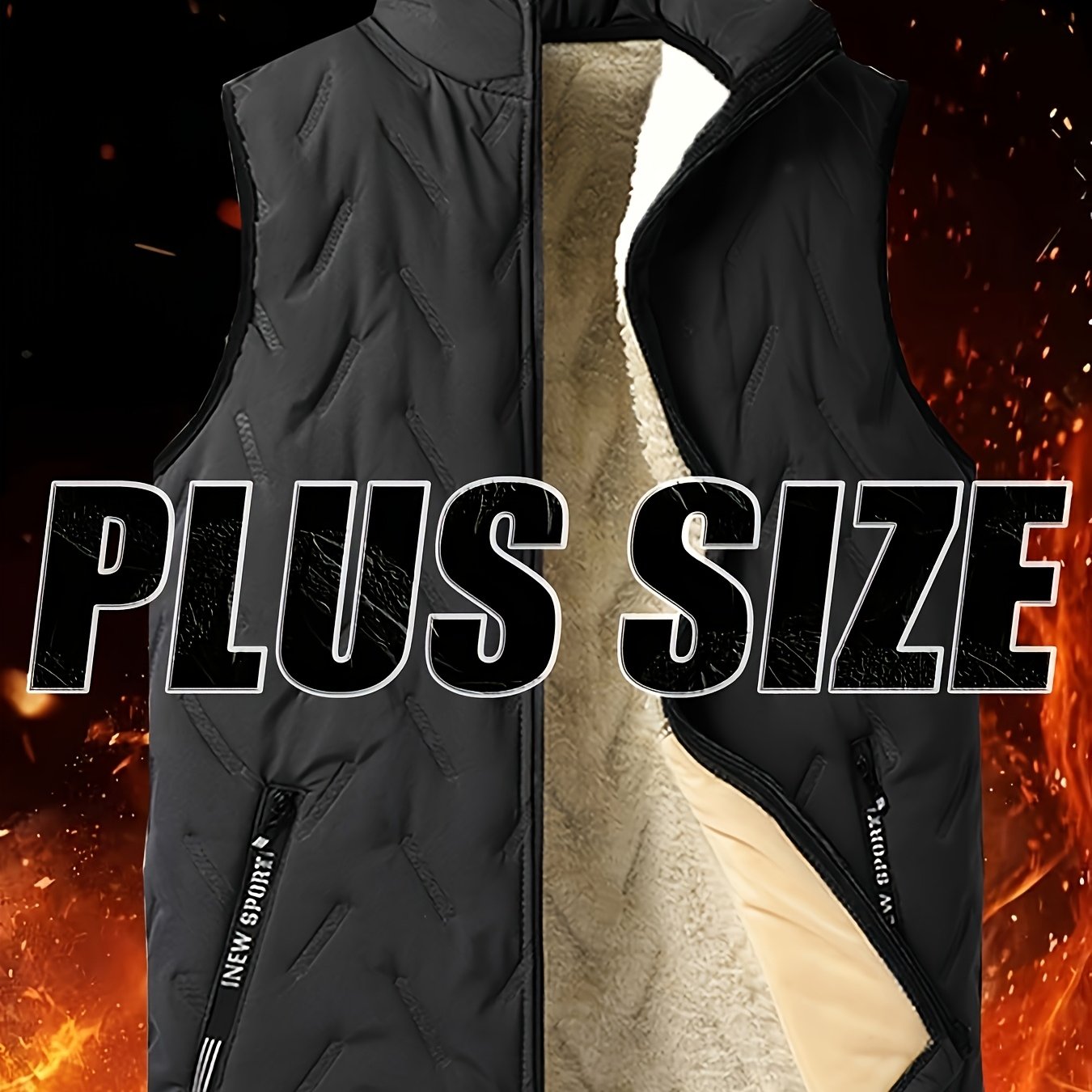 TEMU 3 Colors . Men's Casual Sportswear - Men's Casual Fleece-collared Jacket - Double-sided Letter Print Pockets - Fleece And Thickening Added -