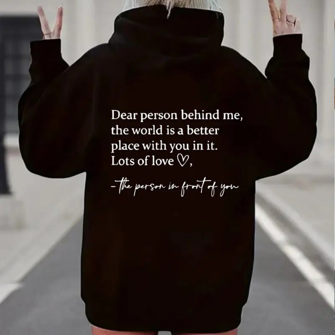 TEMU New Size Ladies Loose Casual Hooded Sweater In Autumn And Winter, (gentle System) Letter Printed Lazy Wind Fashion Hoodie, Machine Washable,