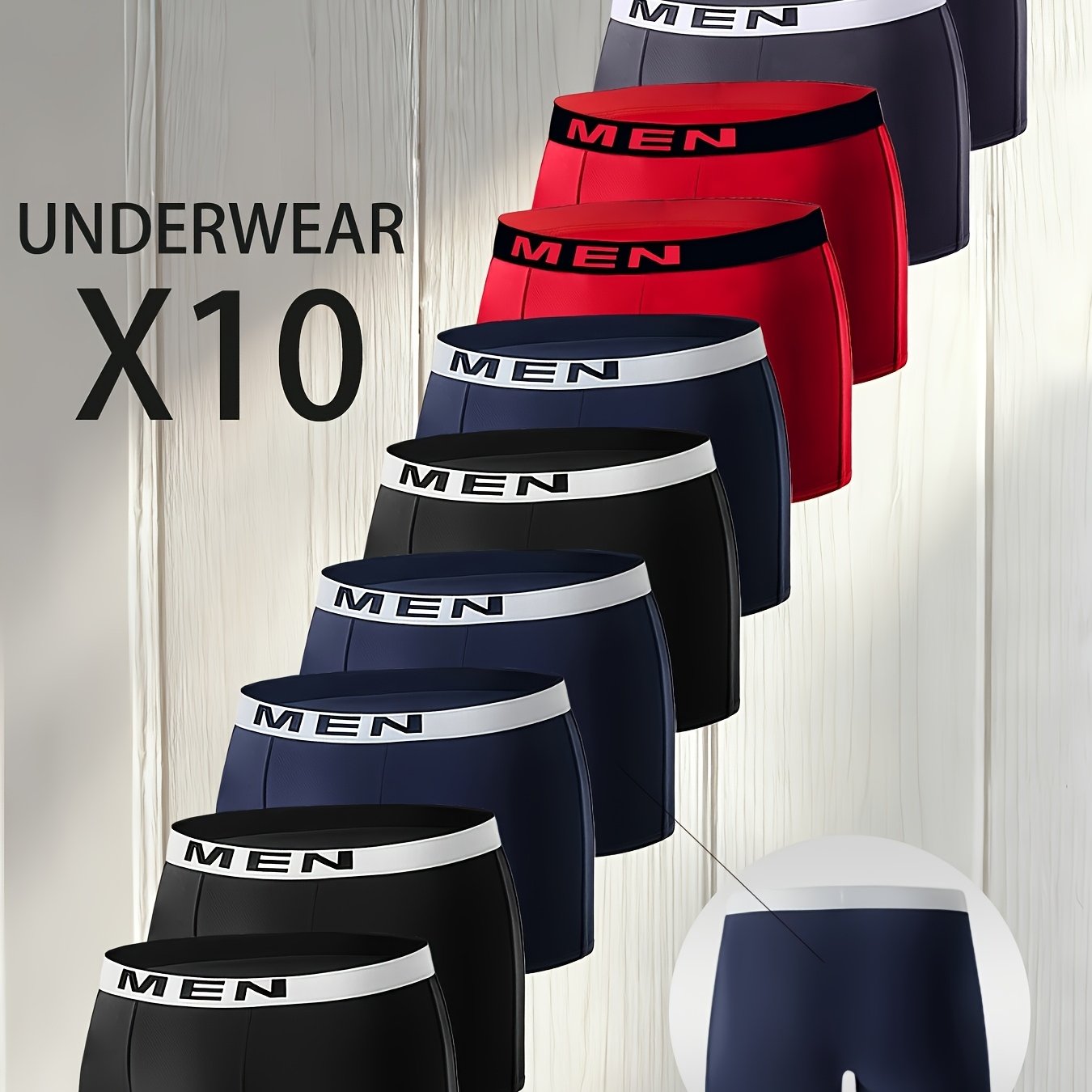 TEMU [brovanic] Random 10pcs Men's Briefs, 4 Styles Of Solid Color Underwear, With Letter Waistband, Comfortable And Breathable