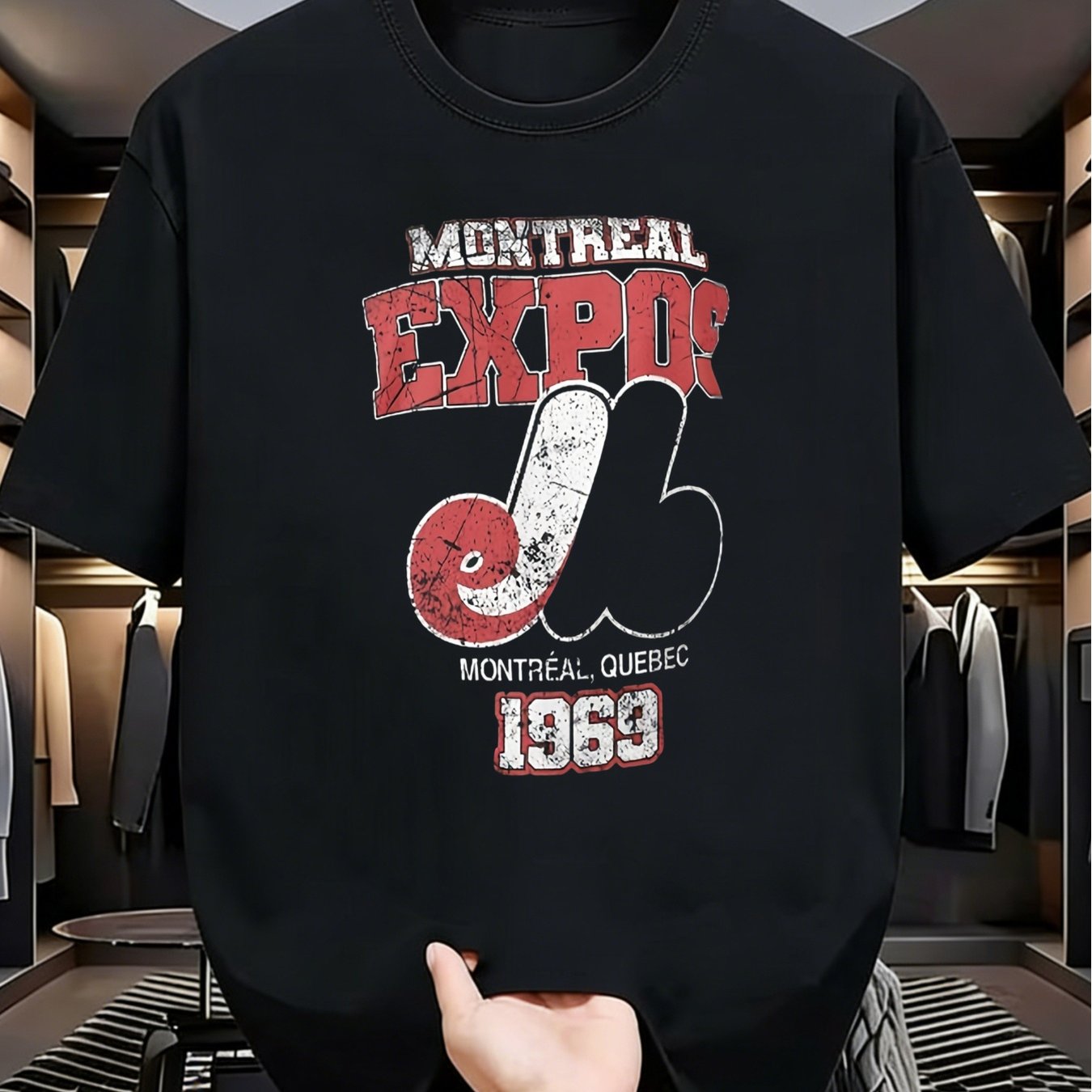 TEMU 2026 Fashion Style Tshirt 2026 Canada New 67 Montreal Baseball Tee Casual Crew Neck Microelastic Fabric Regular Design Men'-ideal For Casual