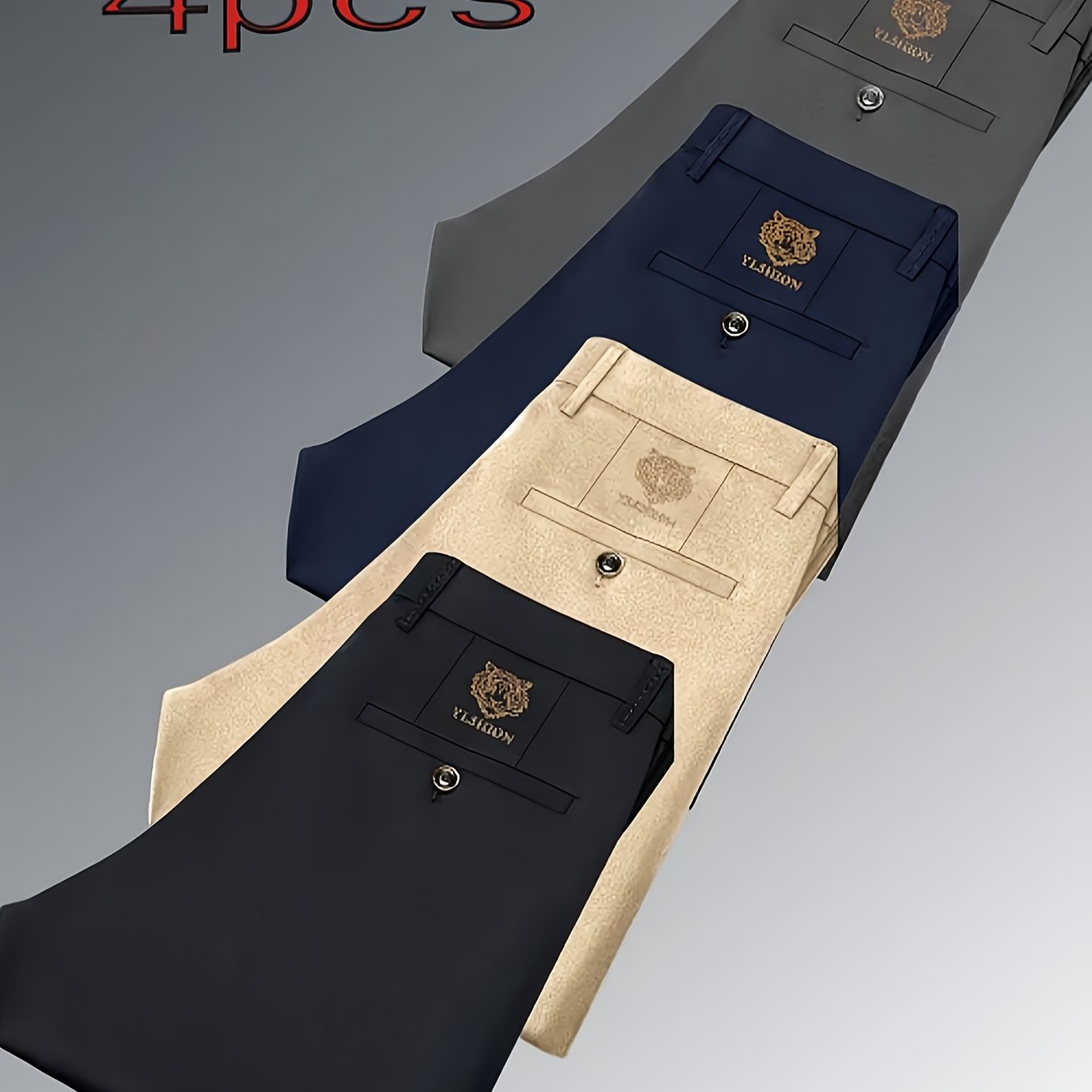 TEMU 4pcs Men's Lightweight Business Suit Trousers Made From Comfortable And Stylish Fabric, Suitable For Formal Occasions