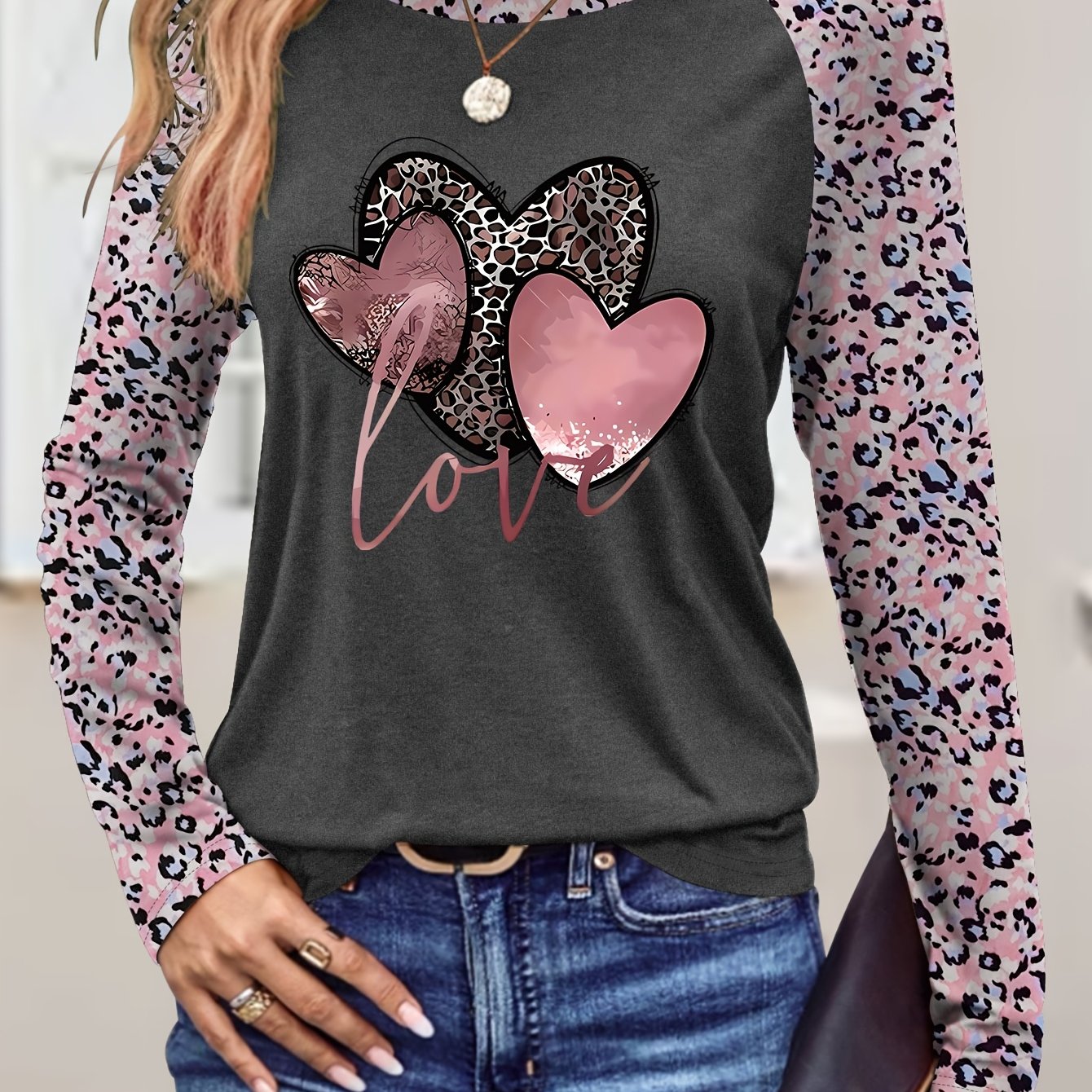 TEMU Camiseta de Larga con Estampado - Diseño y Moderno, para y Otoño, Ropa Casual Cómoda para Mujer