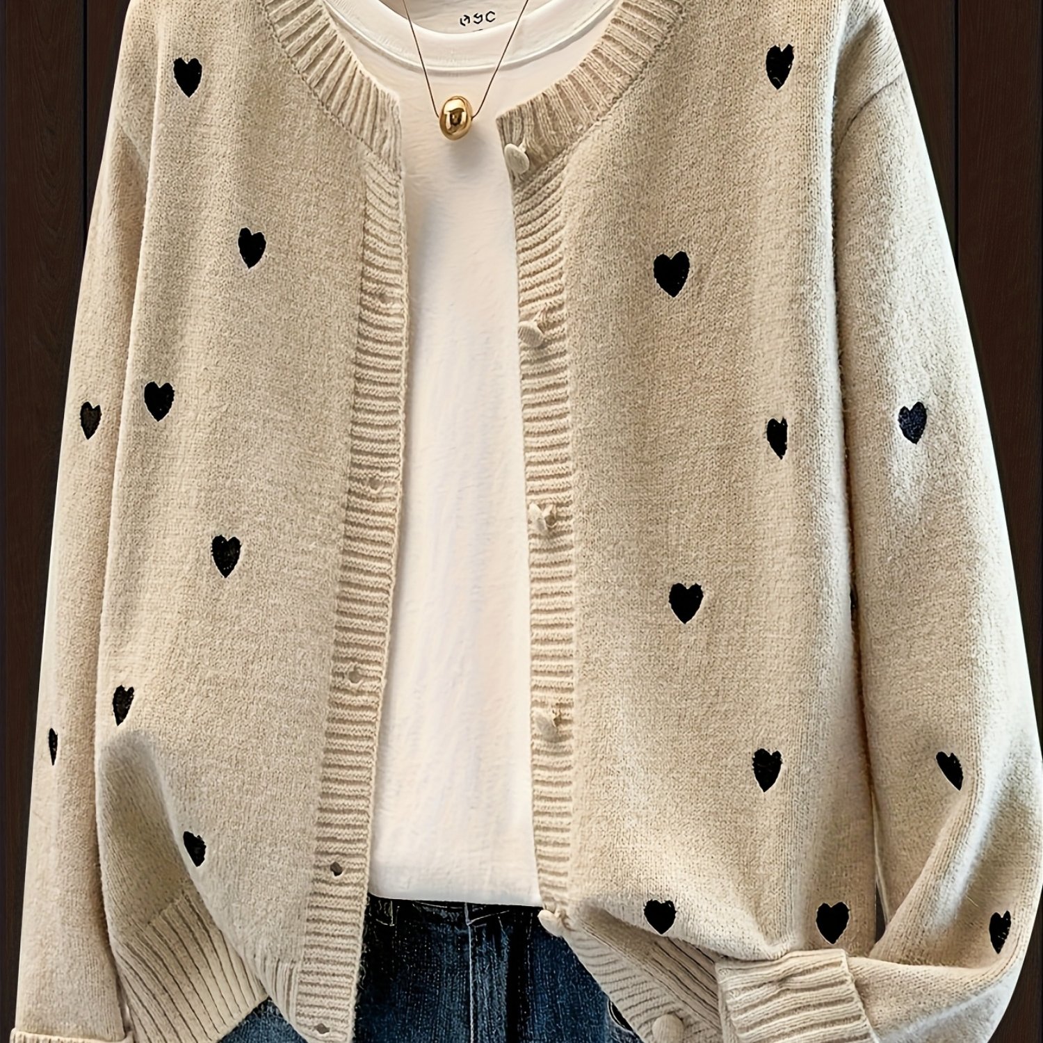 TEMU Button Front Embroidered Sweater Cardigan, Autumn Winter Casual Elegant Women's Sweater Jacket