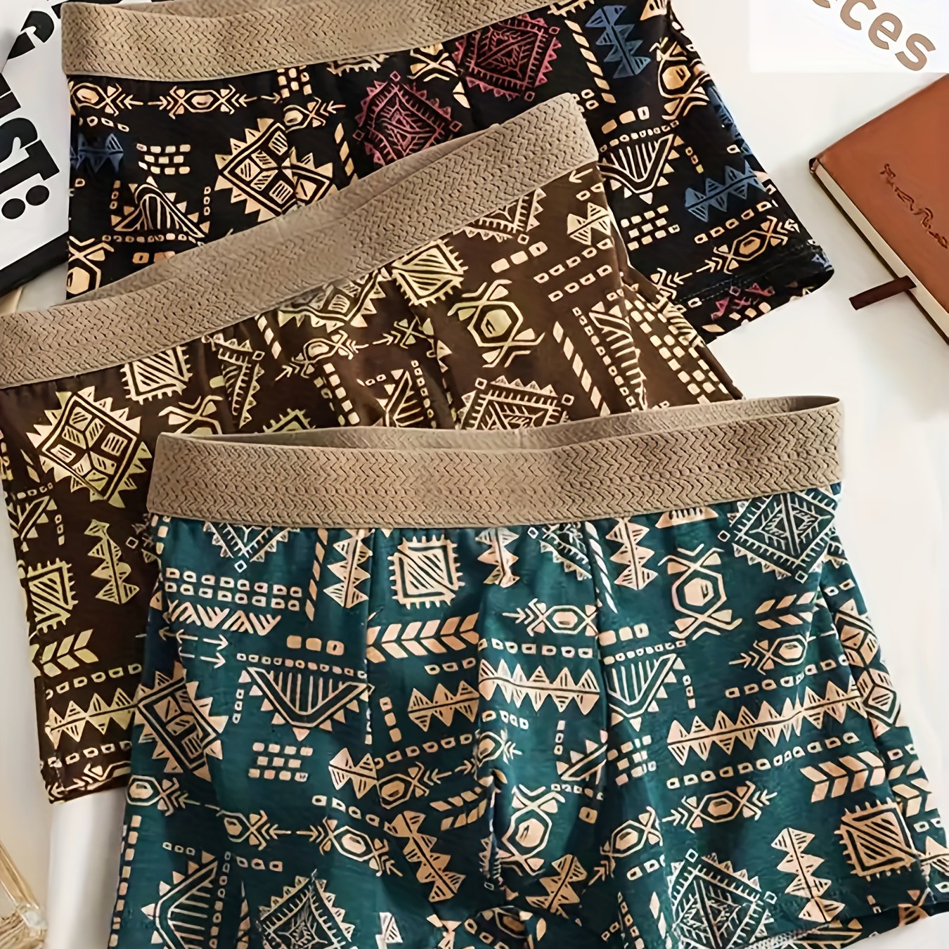 TEMU 3pcs Of Retro Breathable Soft Men's Boxer Briefs, Men's Underwear, Men's Style Shorts, Elastic And Comfortable, Very Suitable For , Men's Boxer