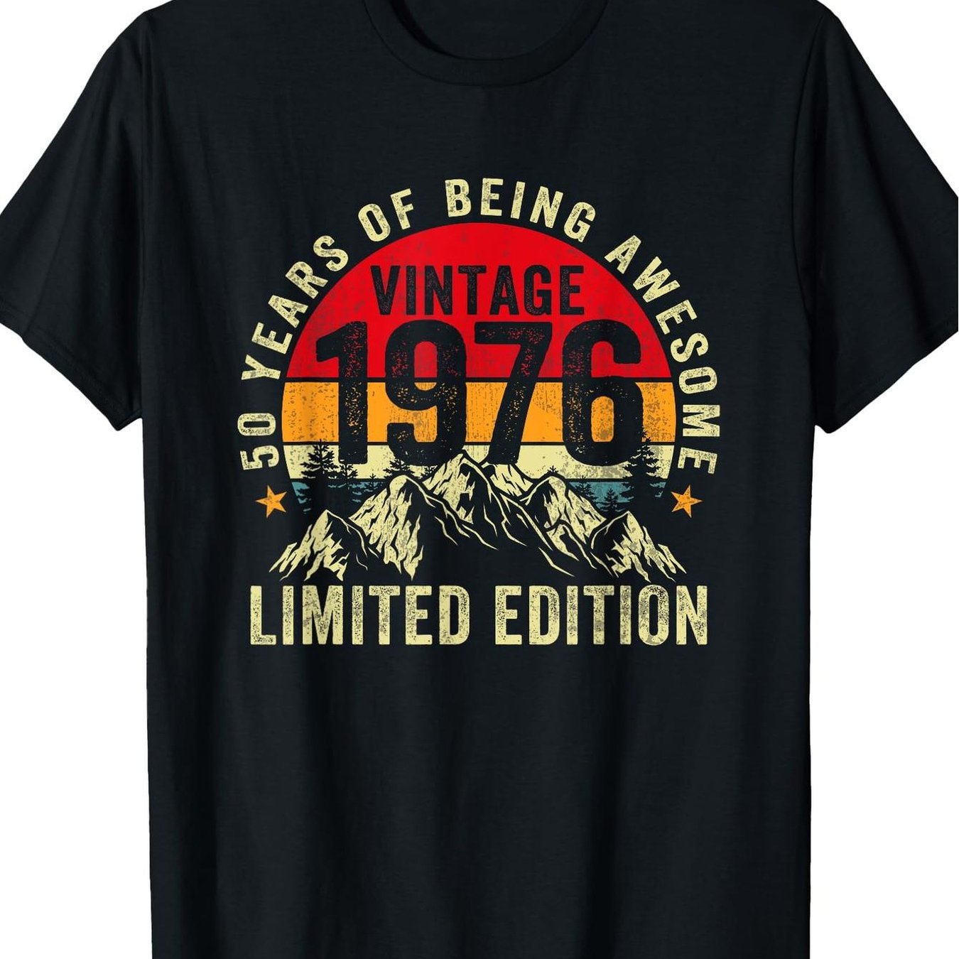 TEMU T-shirt 50e Anniversaire 1976 pour Personne de 50 Ans - Cadeau - Imprimé Rétro 1976 - T-shirt Doux et Respirant à Col Rond - Convient pour Tenue