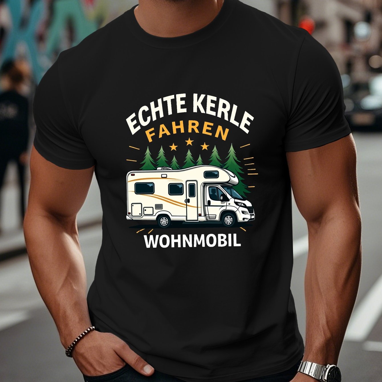 TEMU Adventure Real Men's Motorhome Graphic T-shirt - Casual Summer Short Sleeve Crew Neck Top With Vintage Van Design, Light Blue, Perfect For Rv