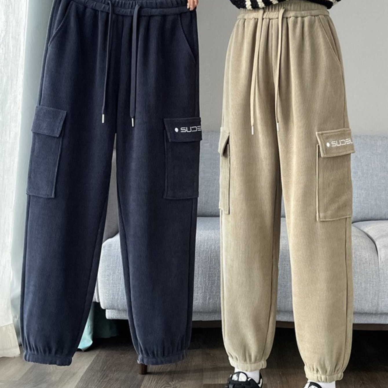 TEMU レディース ロングパンツ ハーレムパンツ ワイドレッグパンツ ハイウエスト カジュアル ポケット付き カーゴパンツ 快適 おしゃれ ト 優雅 洗濯機対応 秋冬用